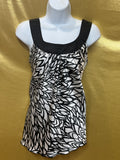 A.B. Studio Black & White Abstract Floral Sleeveless Top Tank - Size Small