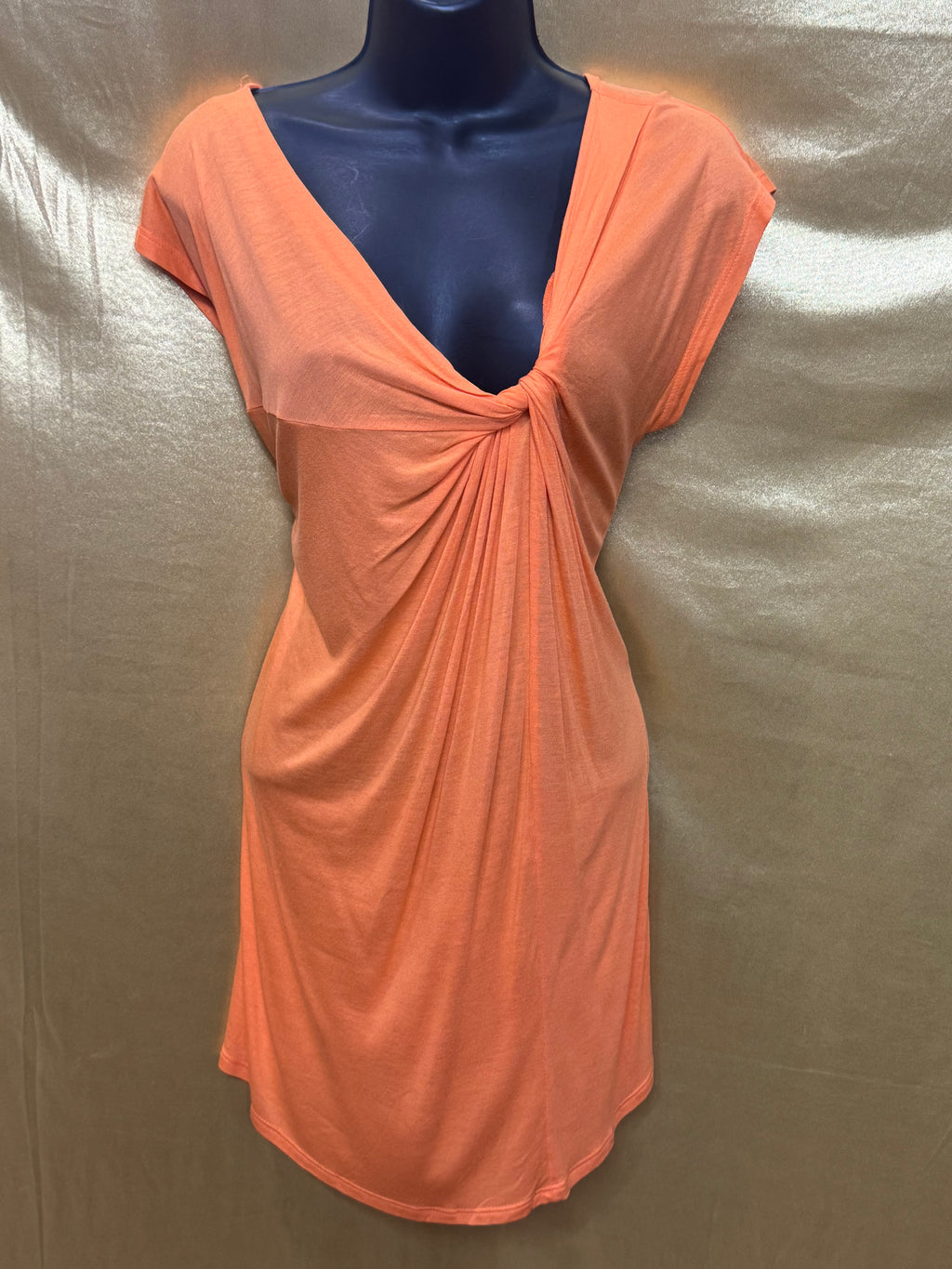 New York & Co. Peach Orange Twist Front Tunic Dress Size S Rayon