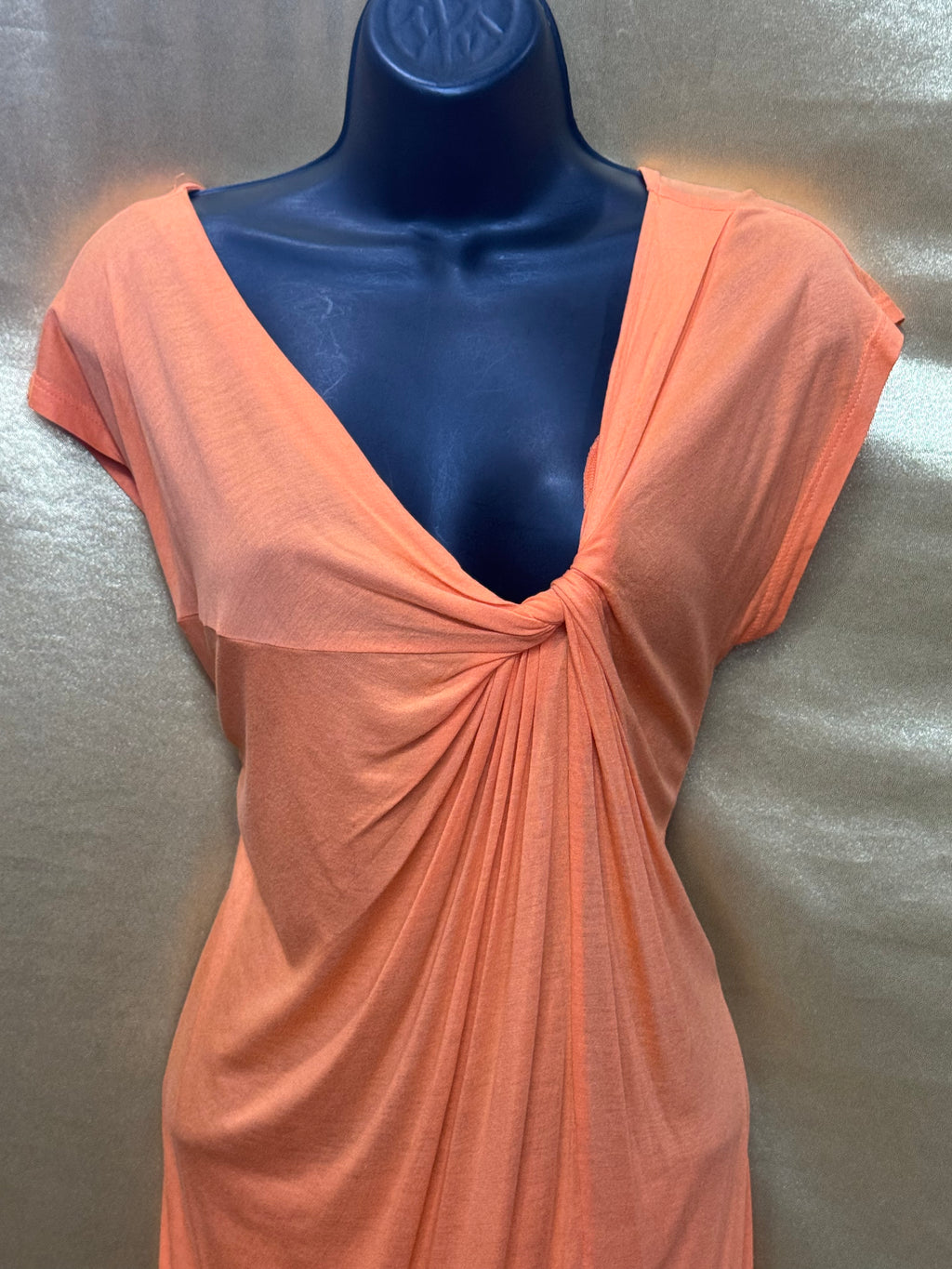 New York & Co. Peach Orange Twist Front Tunic Dress Size S Rayon