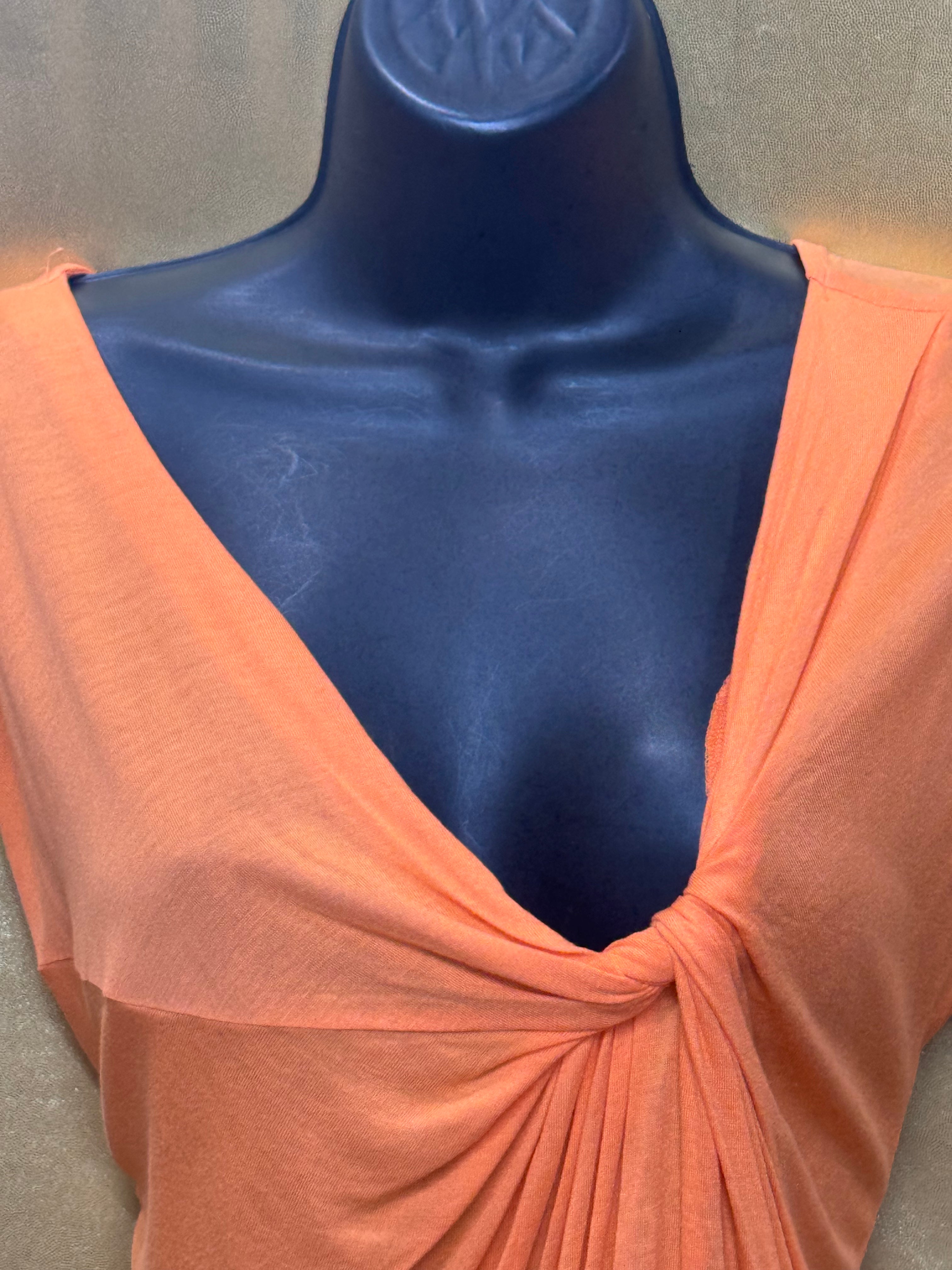 New York & Co. Peach Orange Twist Front Tunic Dress Size S Rayon
