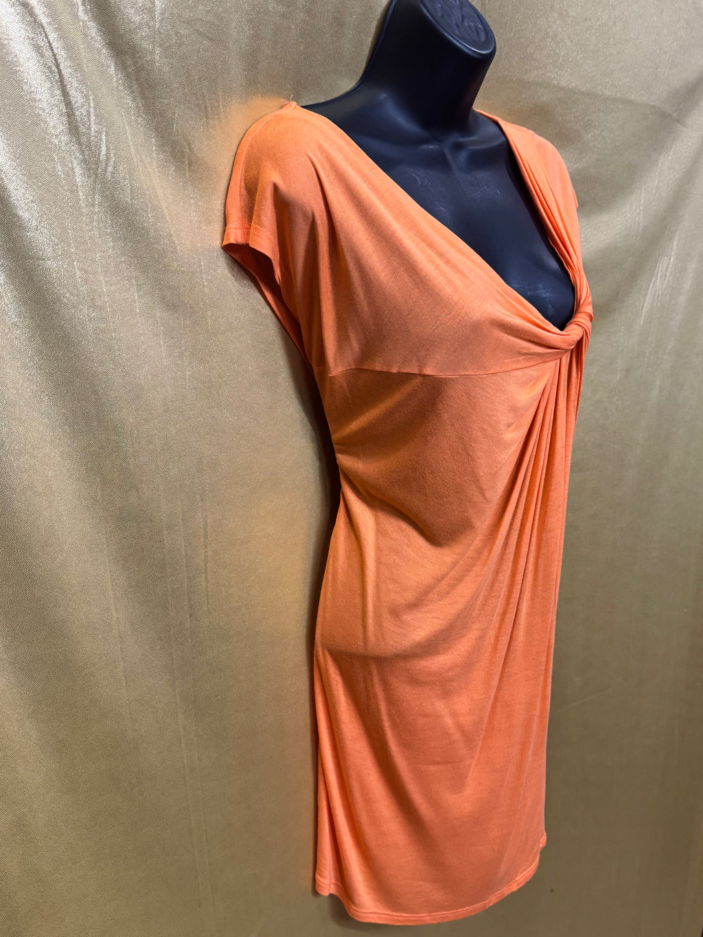 New York & Co. Peach Orange Twist Front Tunic Dress Size S Rayon