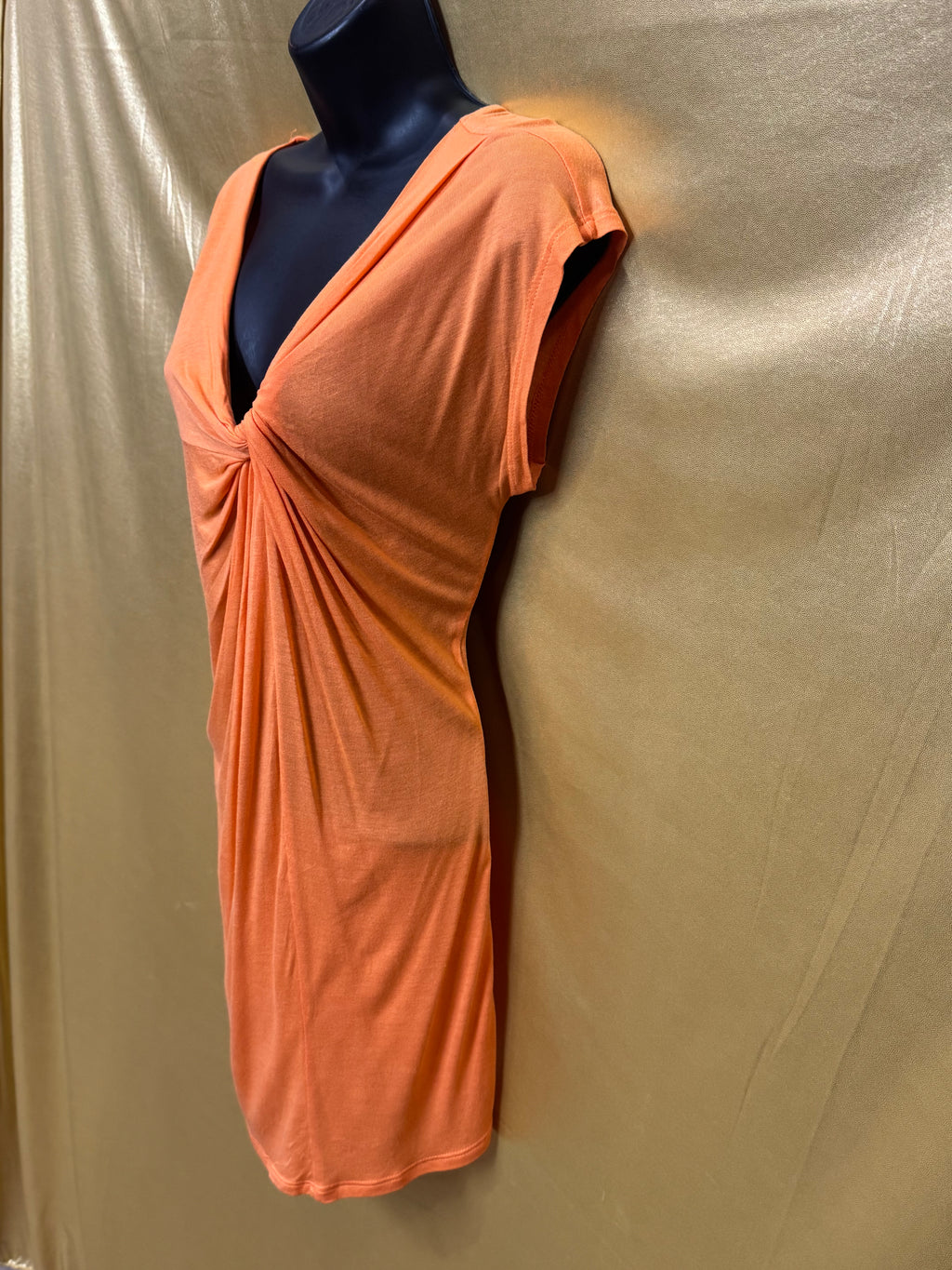 New York & Co. Peach Orange Twist Front Tunic Dress Size S Rayon