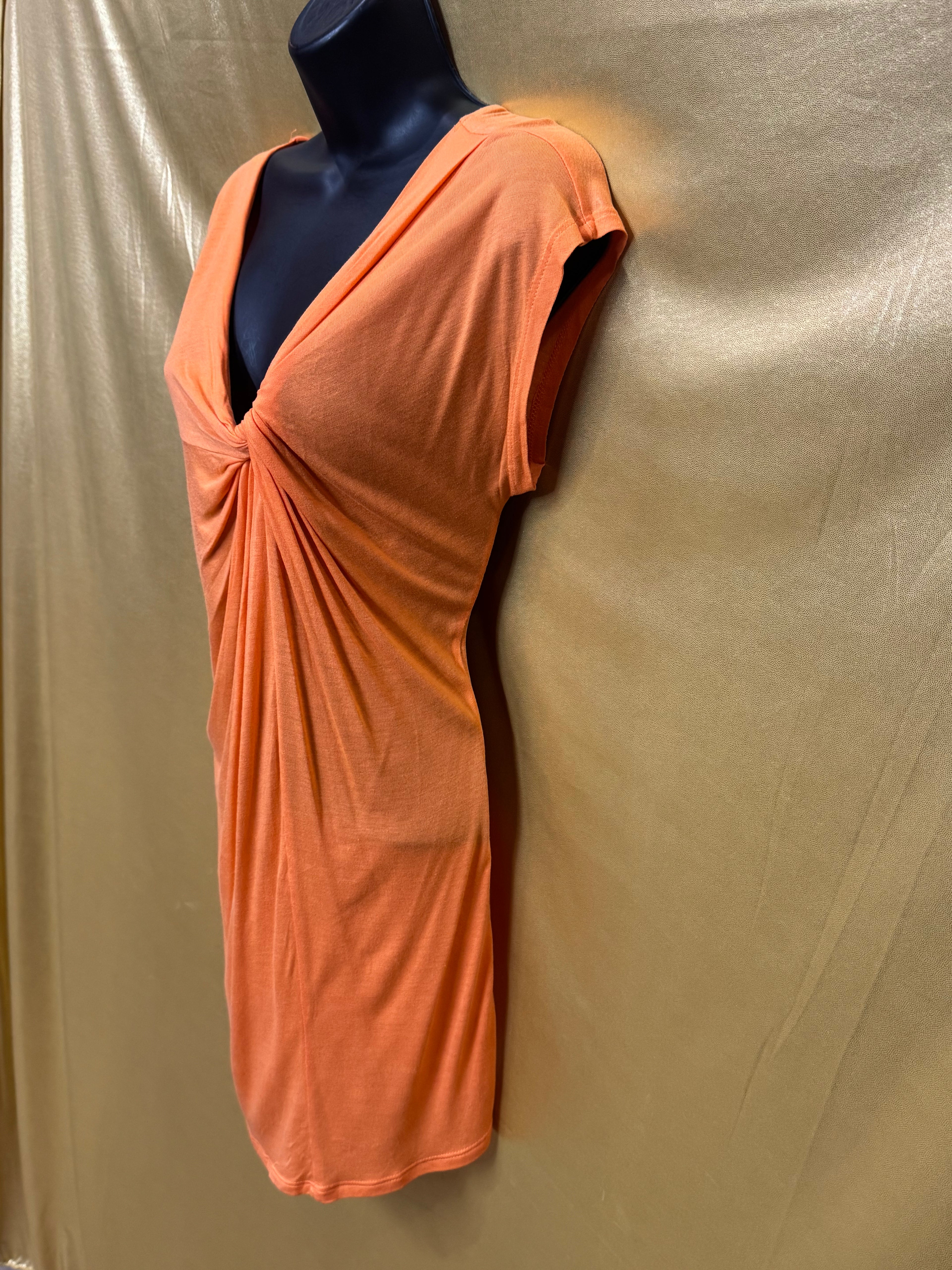 New York & Co. Peach Orange Twist Front Tunic Dress Size S Rayon