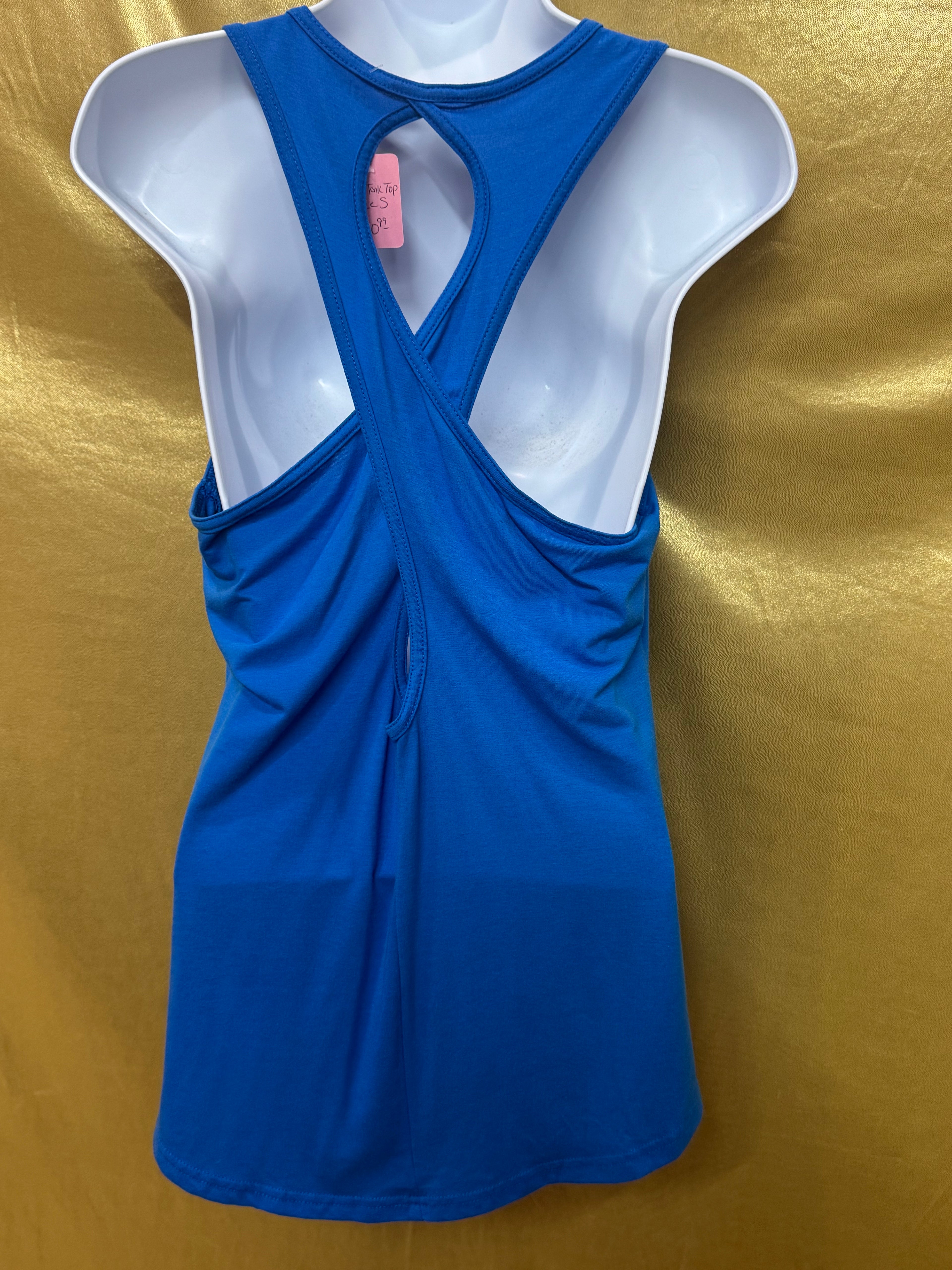 BCG Bright Blue Criss-Cross Cutout Racerback Athletic Tank Top - Size Small