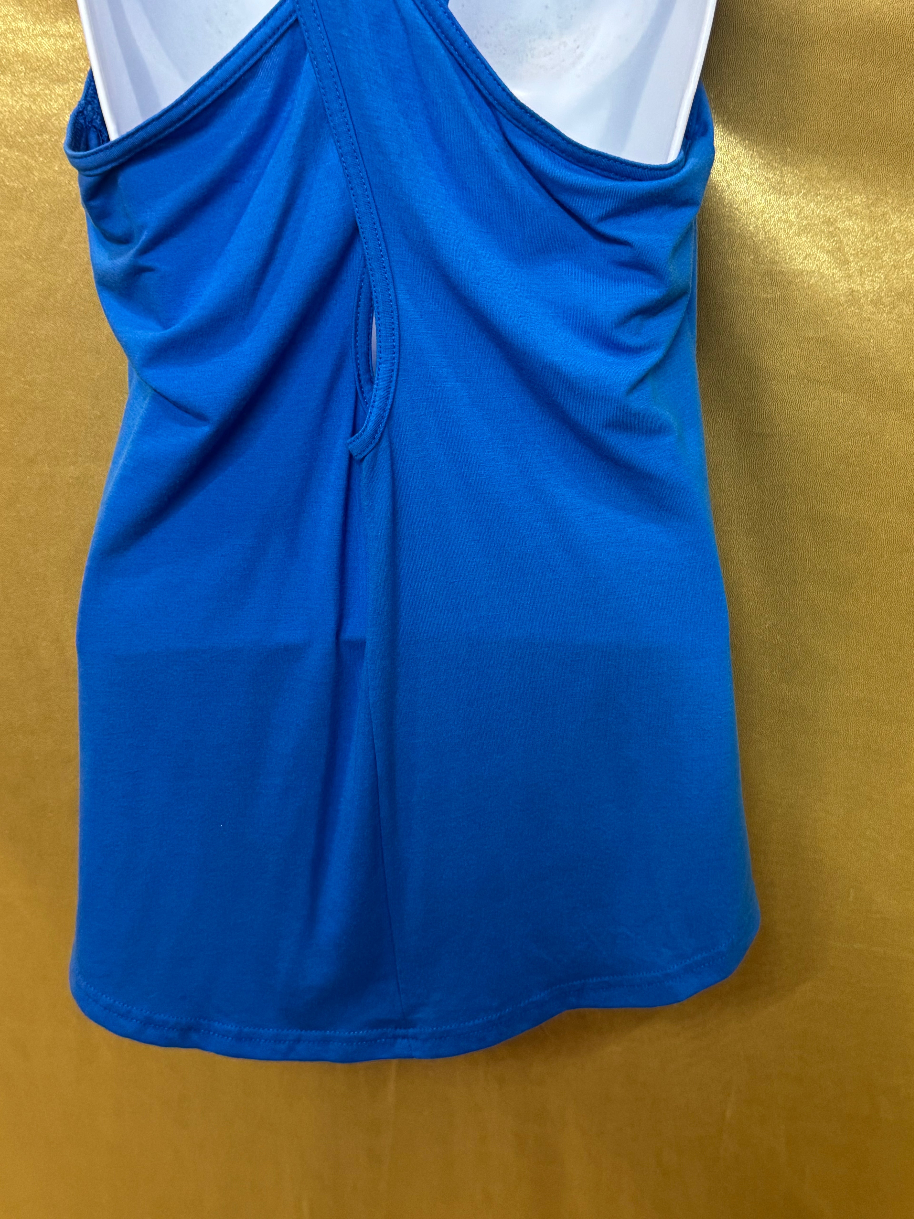 BCG Bright Blue Criss-Cross Cutout Racerback Athletic Tank Top - Size Small