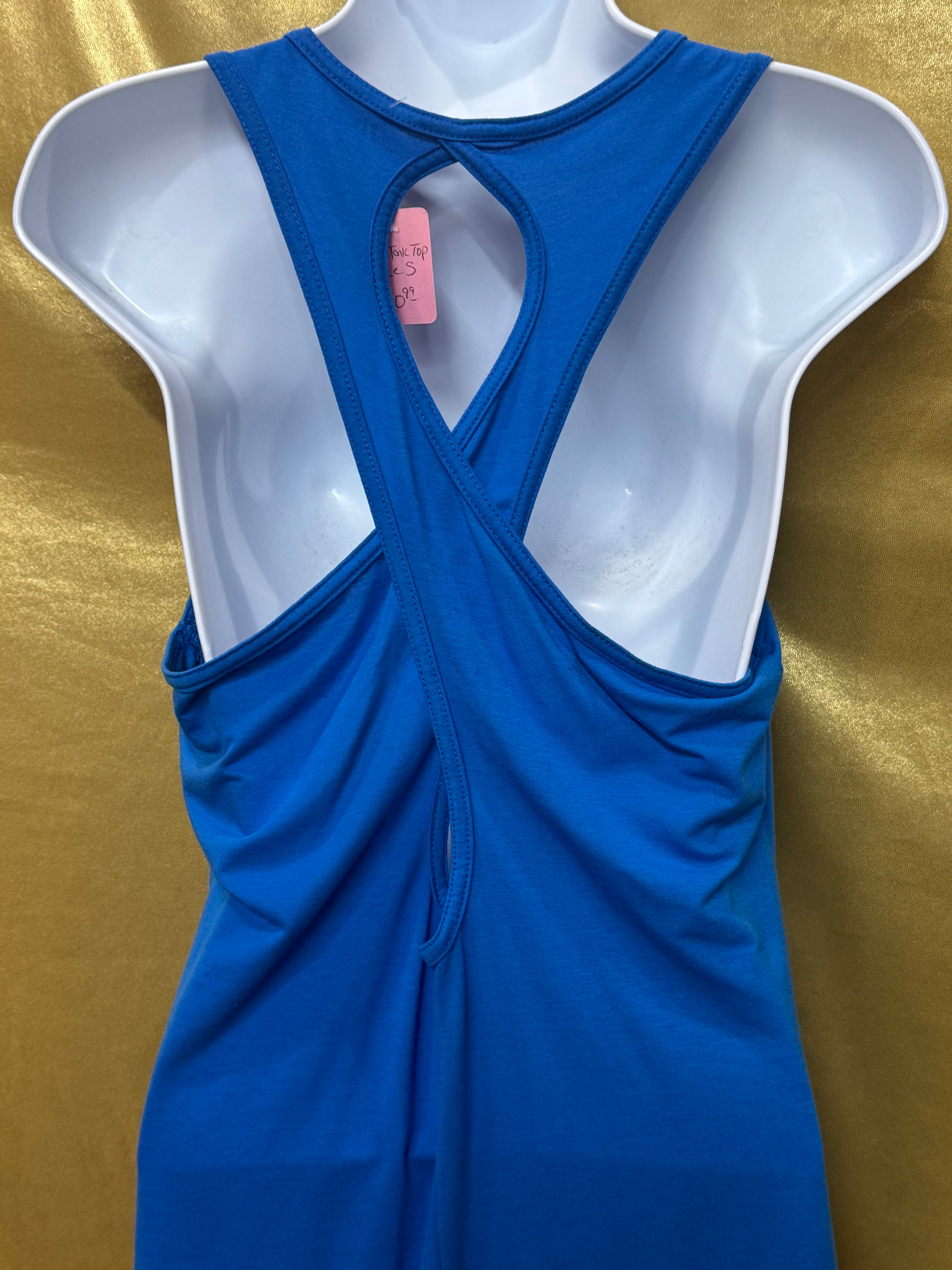 BCG Bright Blue Criss-Cross Cutout Racerback Athletic Tank Top - Size Small
