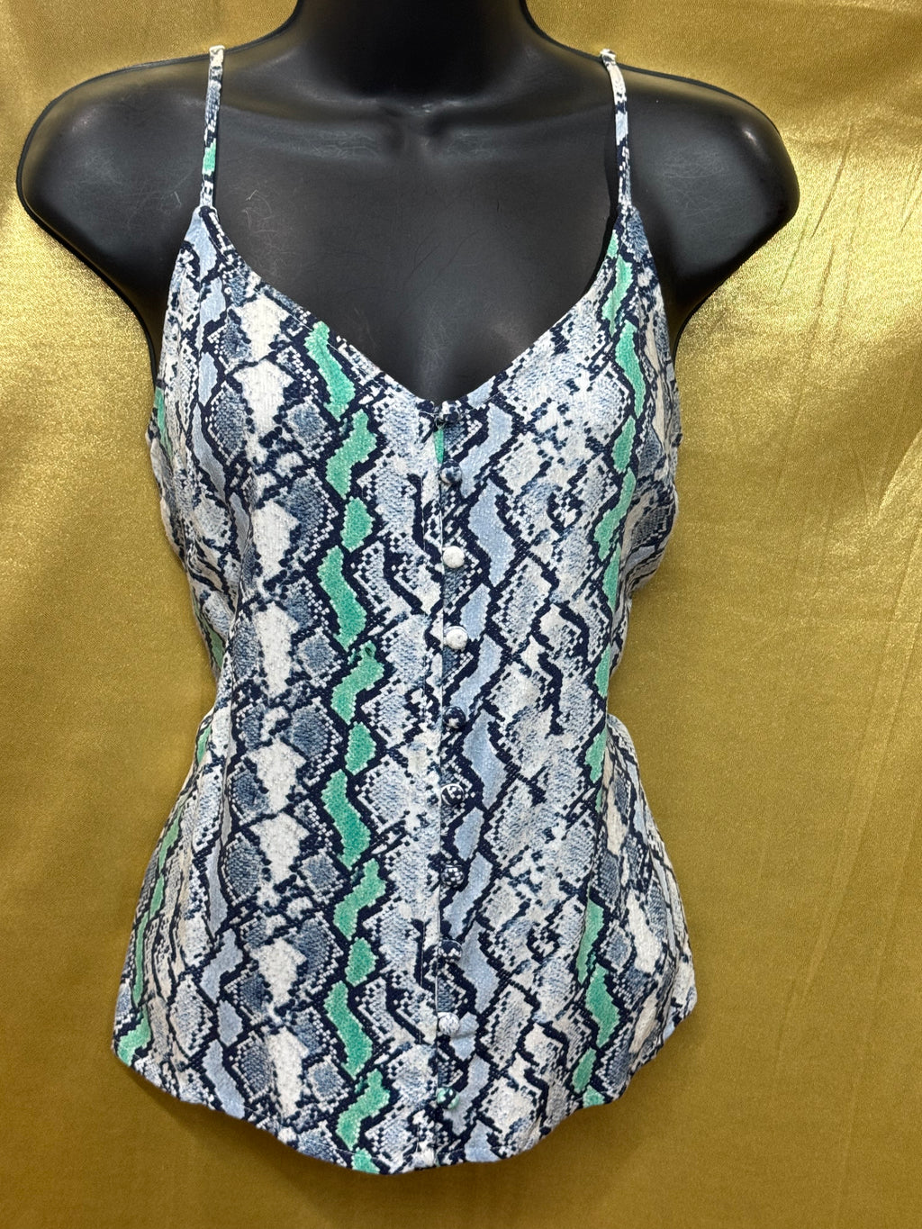 Jack by BB Dakota Snakeskin Camisole Tank Top • Size S • Blue & Green