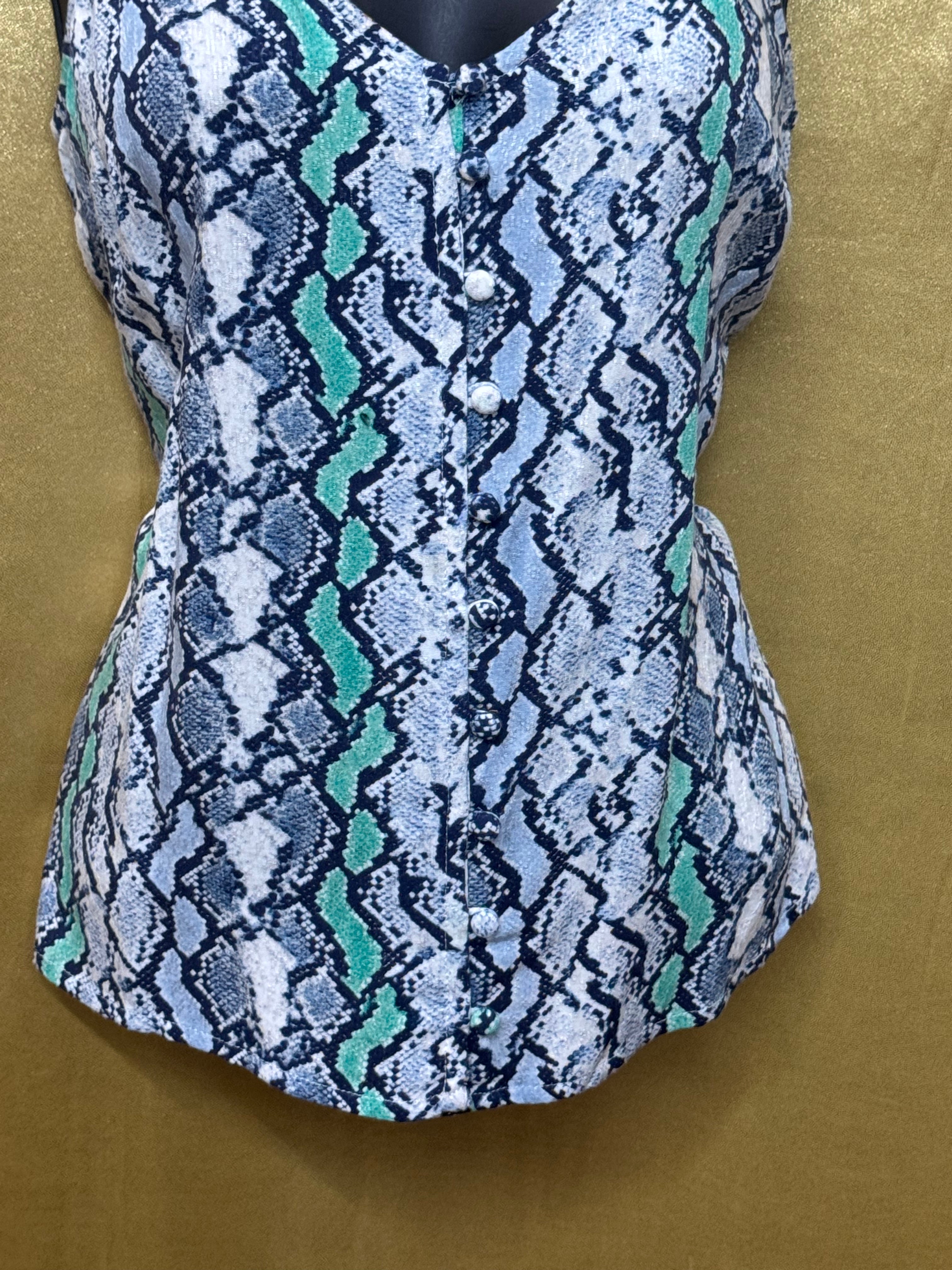 Jack by BB Dakota Snakeskin Camisole Tank Top • Size S • Blue & Green
