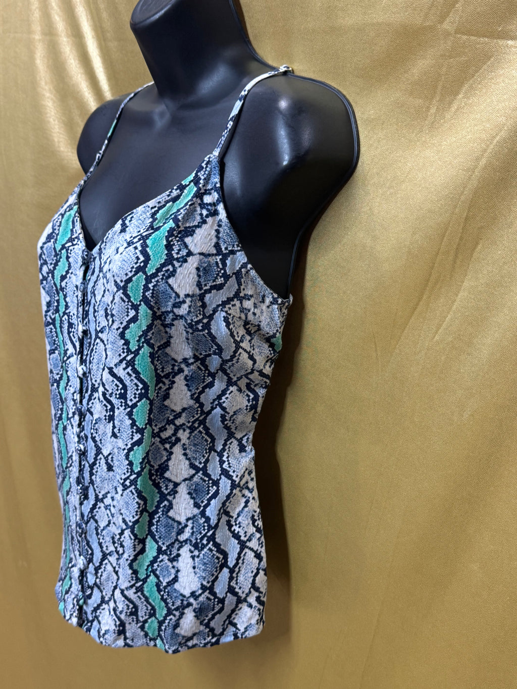 Jack by BB Dakota Snakeskin Camisole Tank Top • Size S • Blue & Green