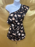 NY&C One-Shoulder Ruffle Top Leopard Print Size S / Small