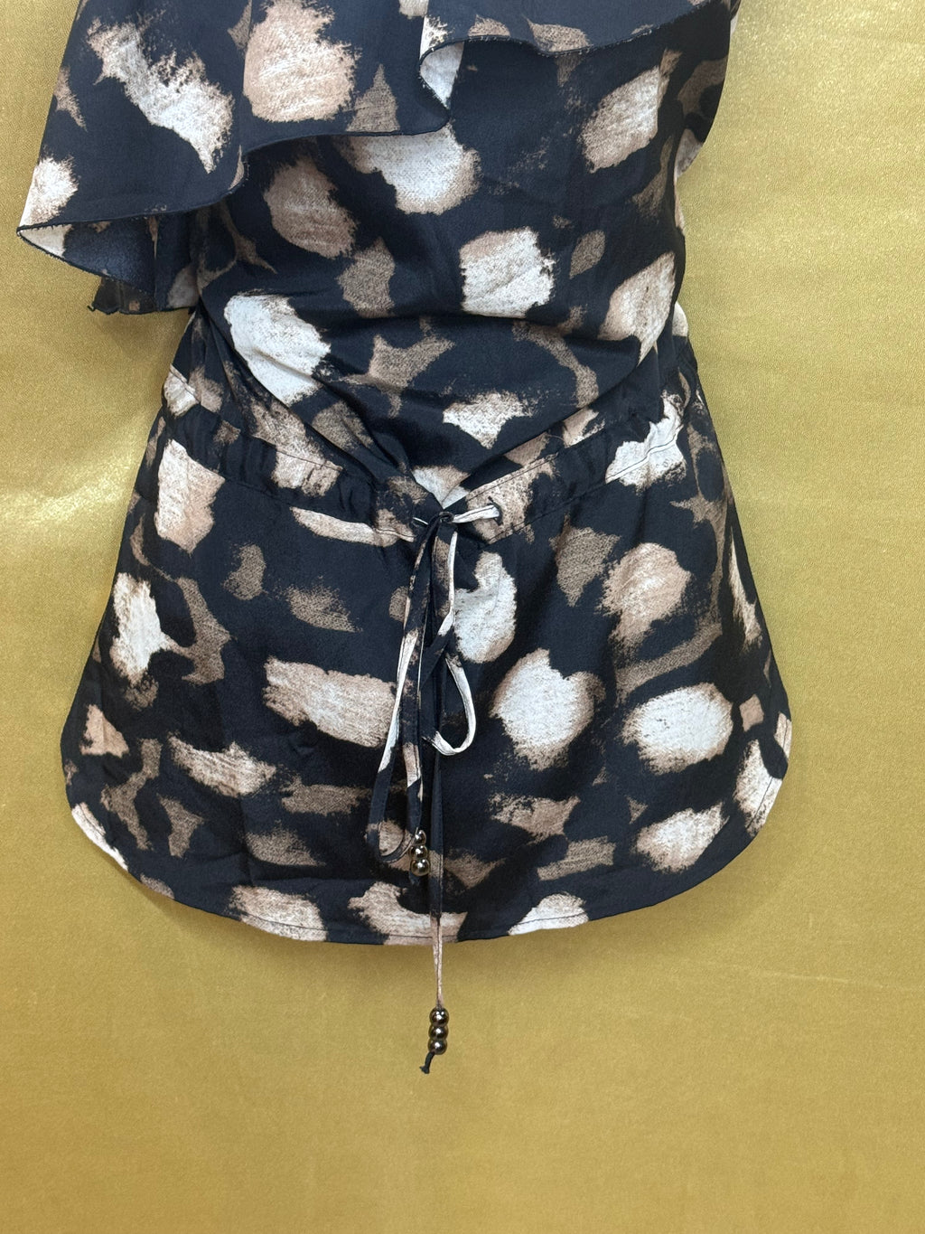 NY&C One-Shoulder Ruffle Top Leopard Print Size S / Small