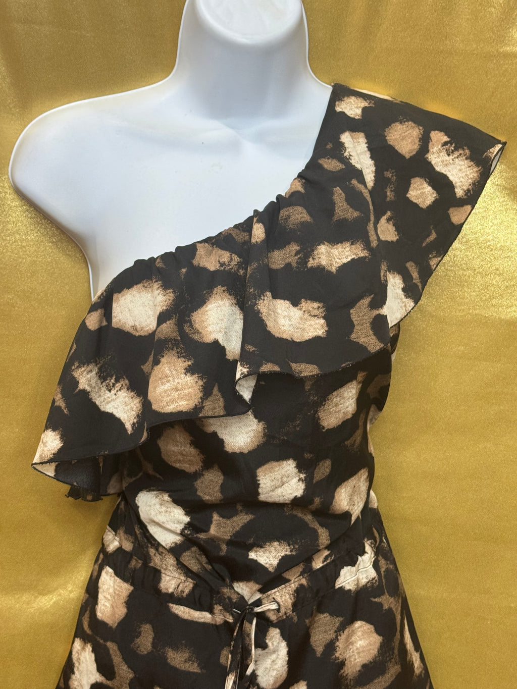 NY&C One-Shoulder Ruffle Top Leopard Print Size S / Small