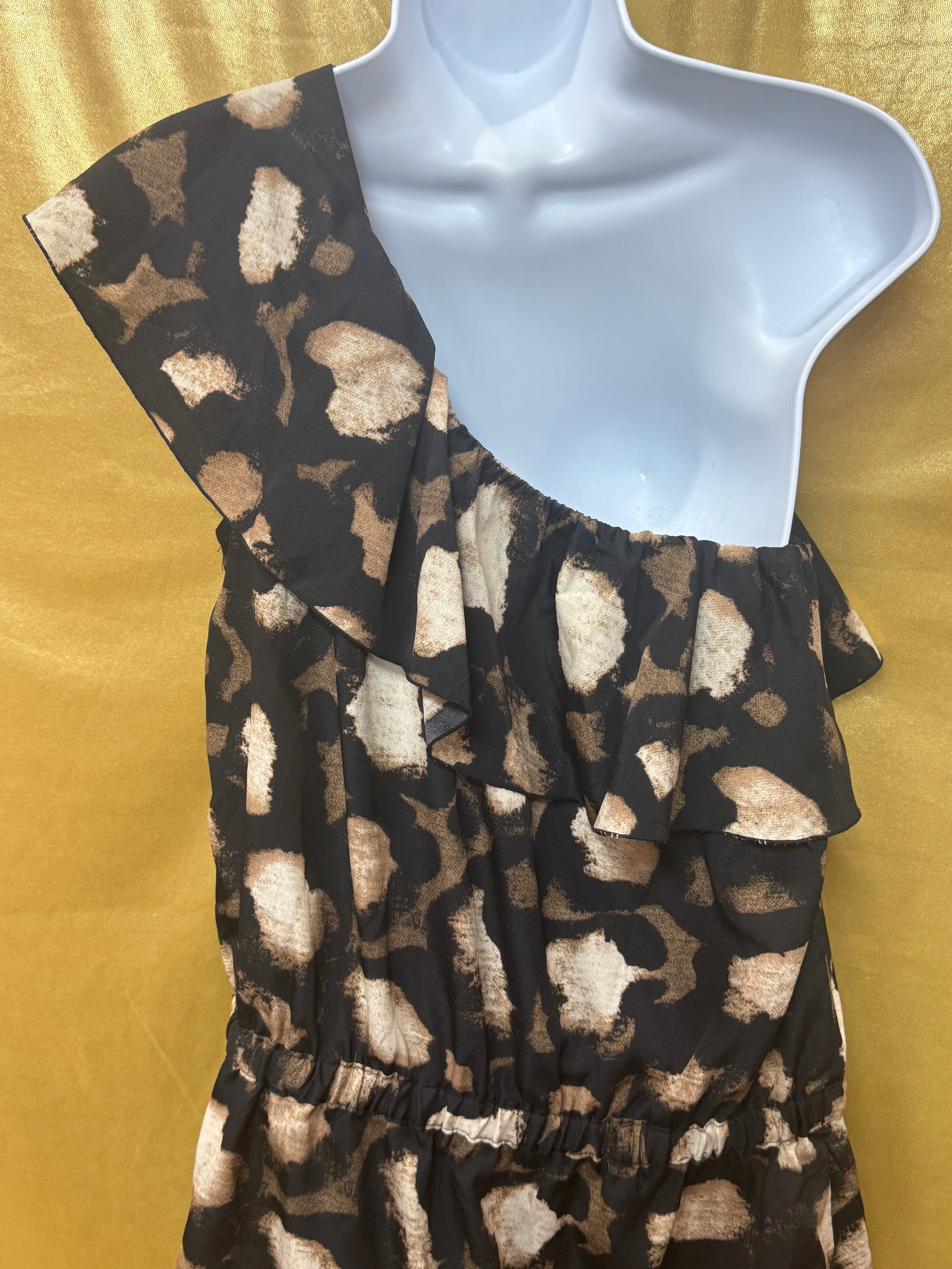 NY&C One-Shoulder Ruffle Top Leopard Print Size S / Small