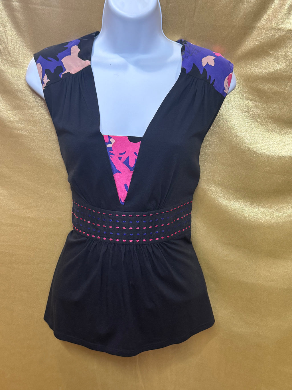 Plenty by Tracy Reese Silk Blend Floral V-Neck Top - Size S
