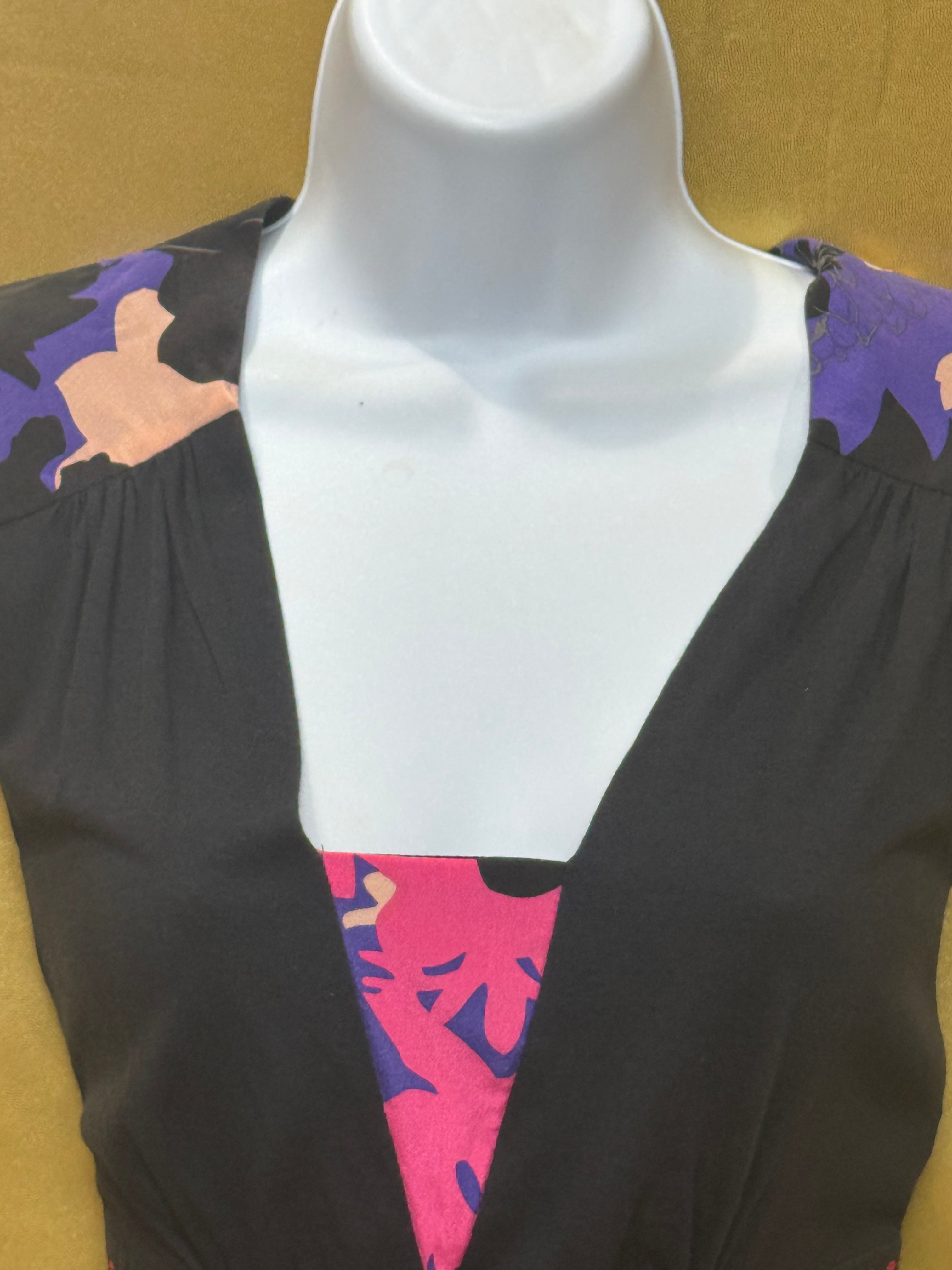 Plenty by Tracy Reese Silk Blend Floral V-Neck Top - Size S