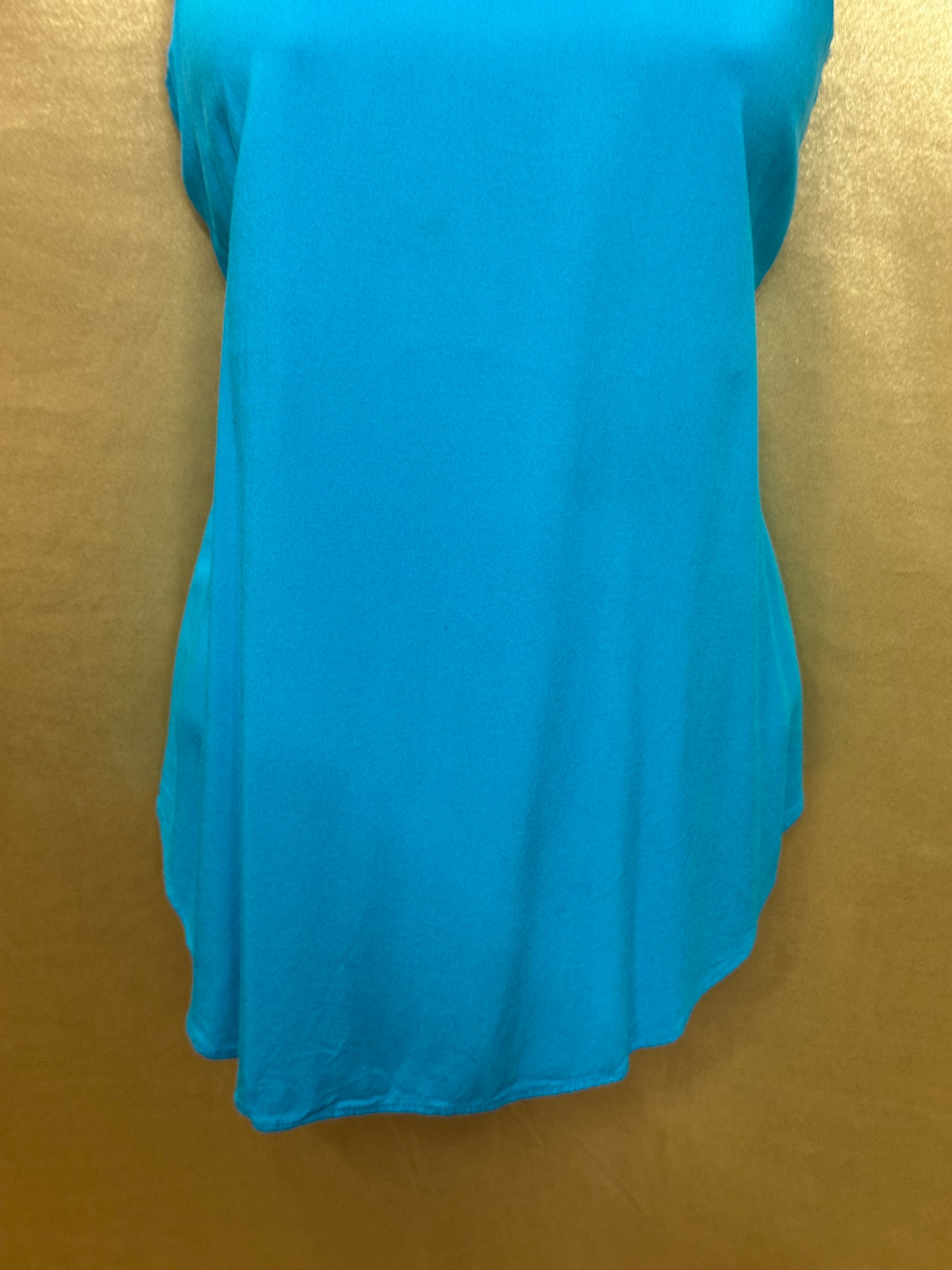 A. Byer Turquoise V-Neck Spaghetti Strap Tank Top - Size Small