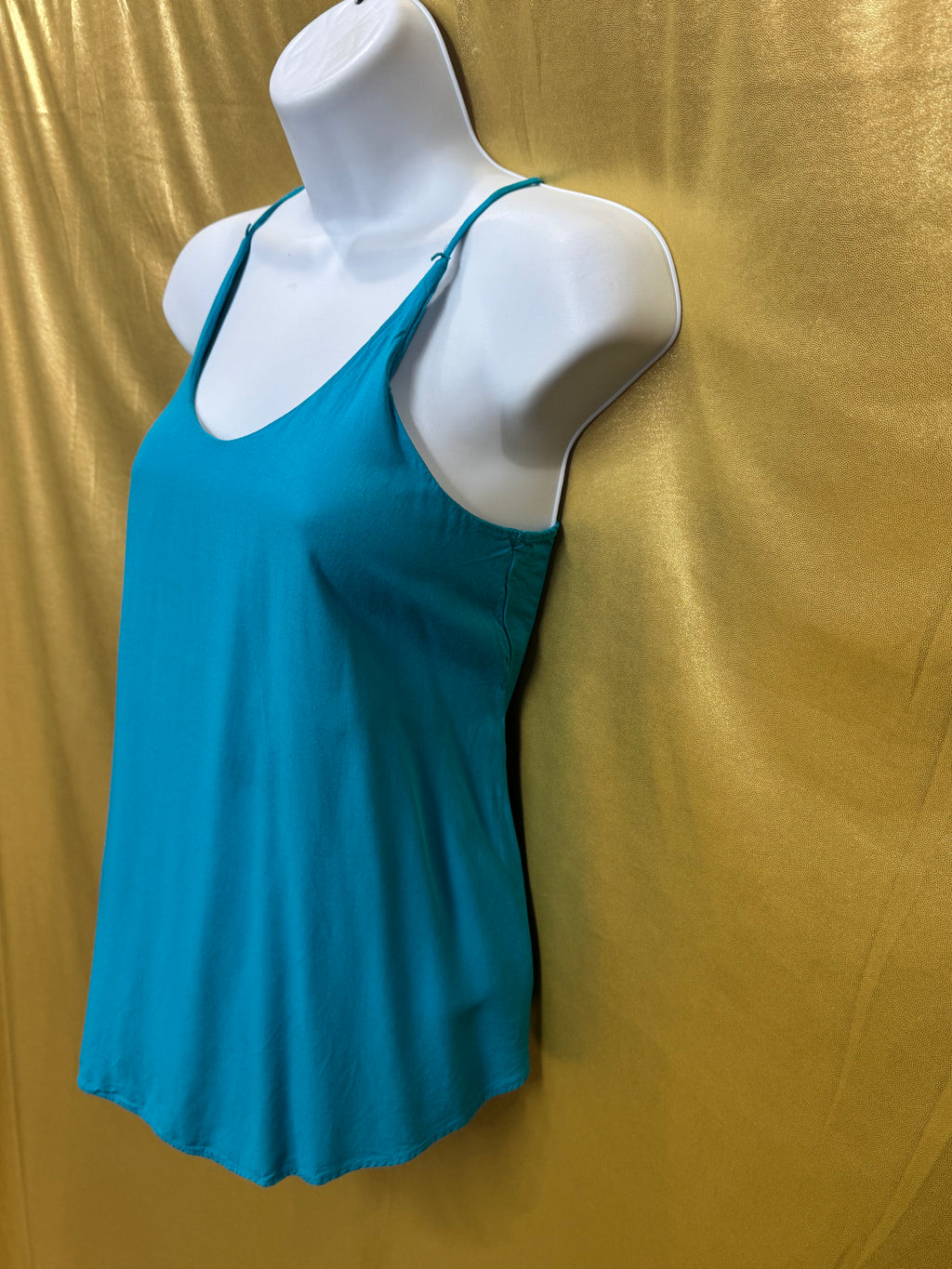 A. Byer Turquoise V-Neck Spaghetti Strap Tank Top - Size Small