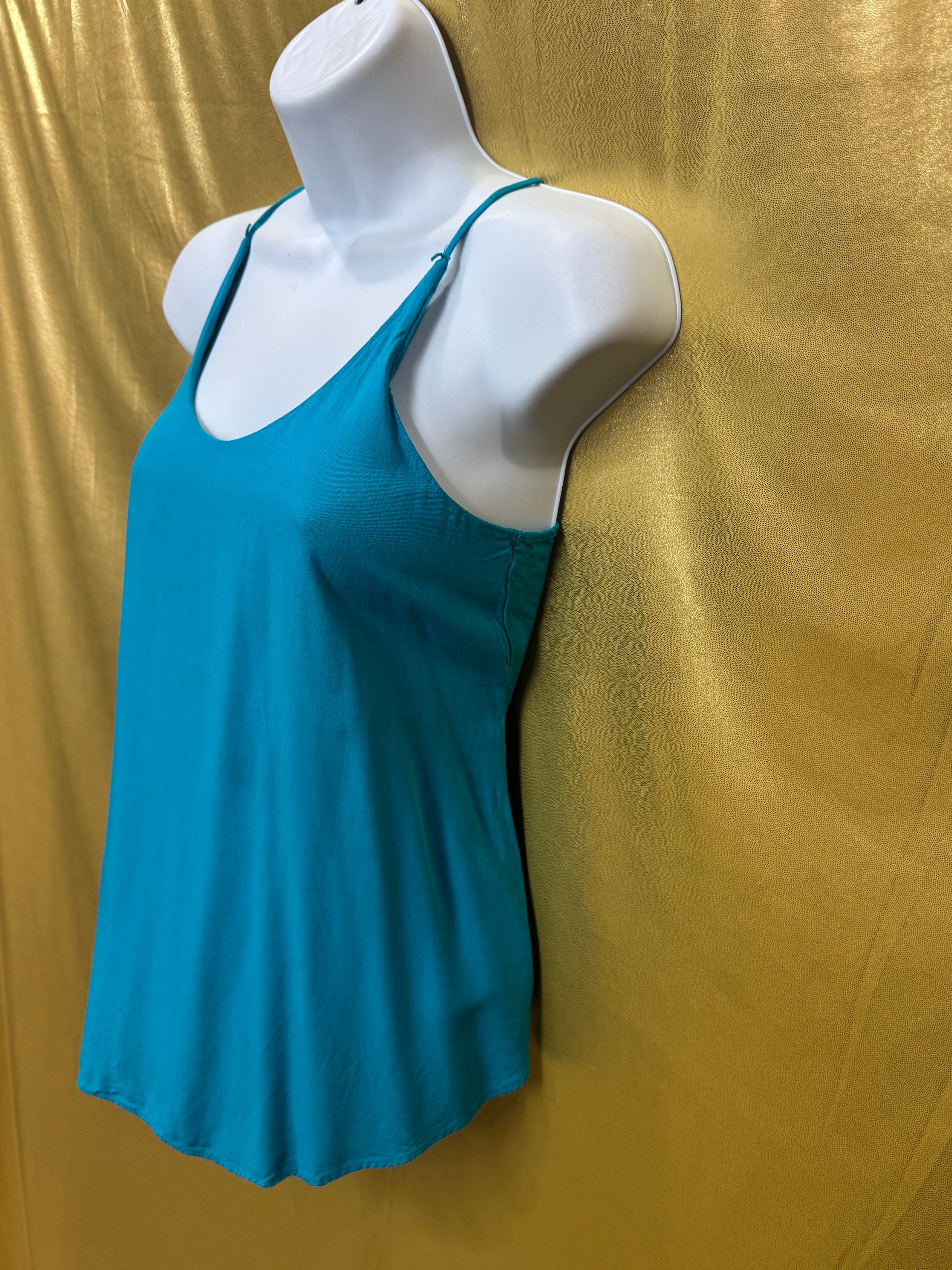 A. Byer Turquoise V-Neck Spaghetti Strap Tank Top - Size Small