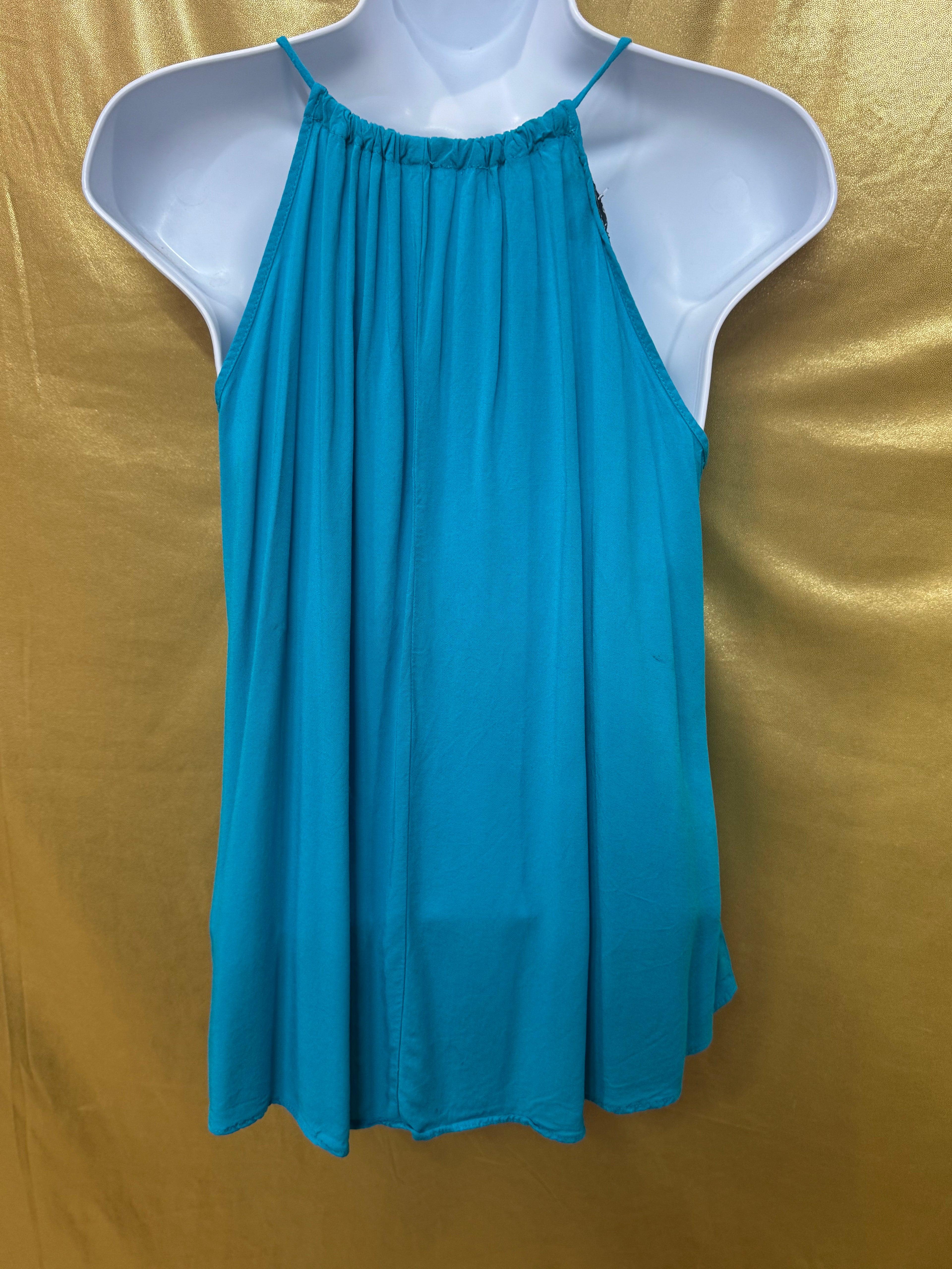 A. Byer Turquoise V-Neck Spaghetti Strap Tank Top - Size Small