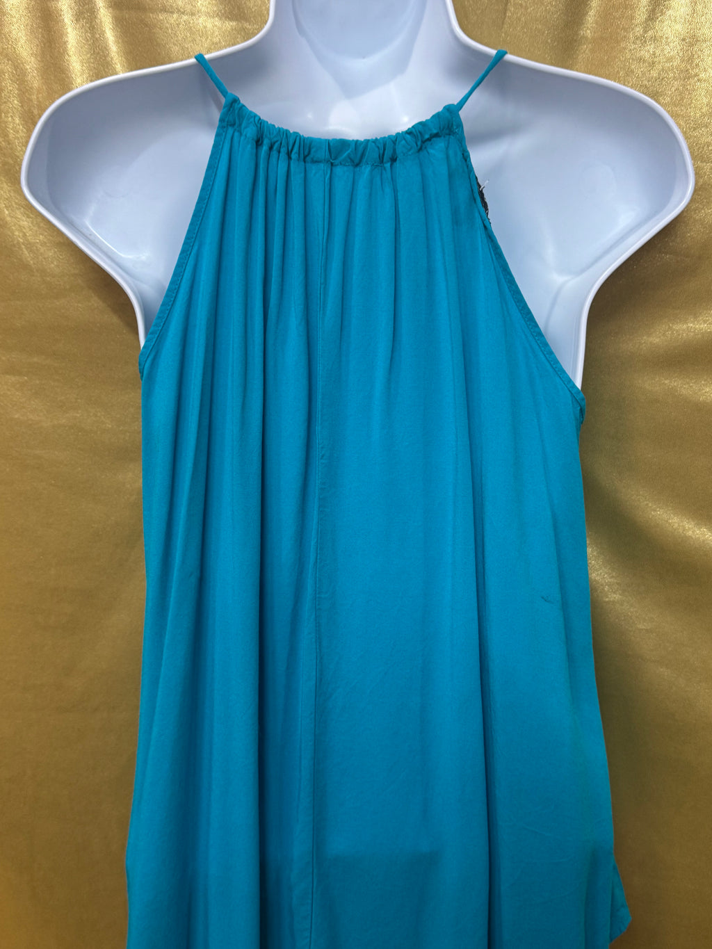 A. Byer Turquoise V-Neck Spaghetti Strap Tank Top - Size Small