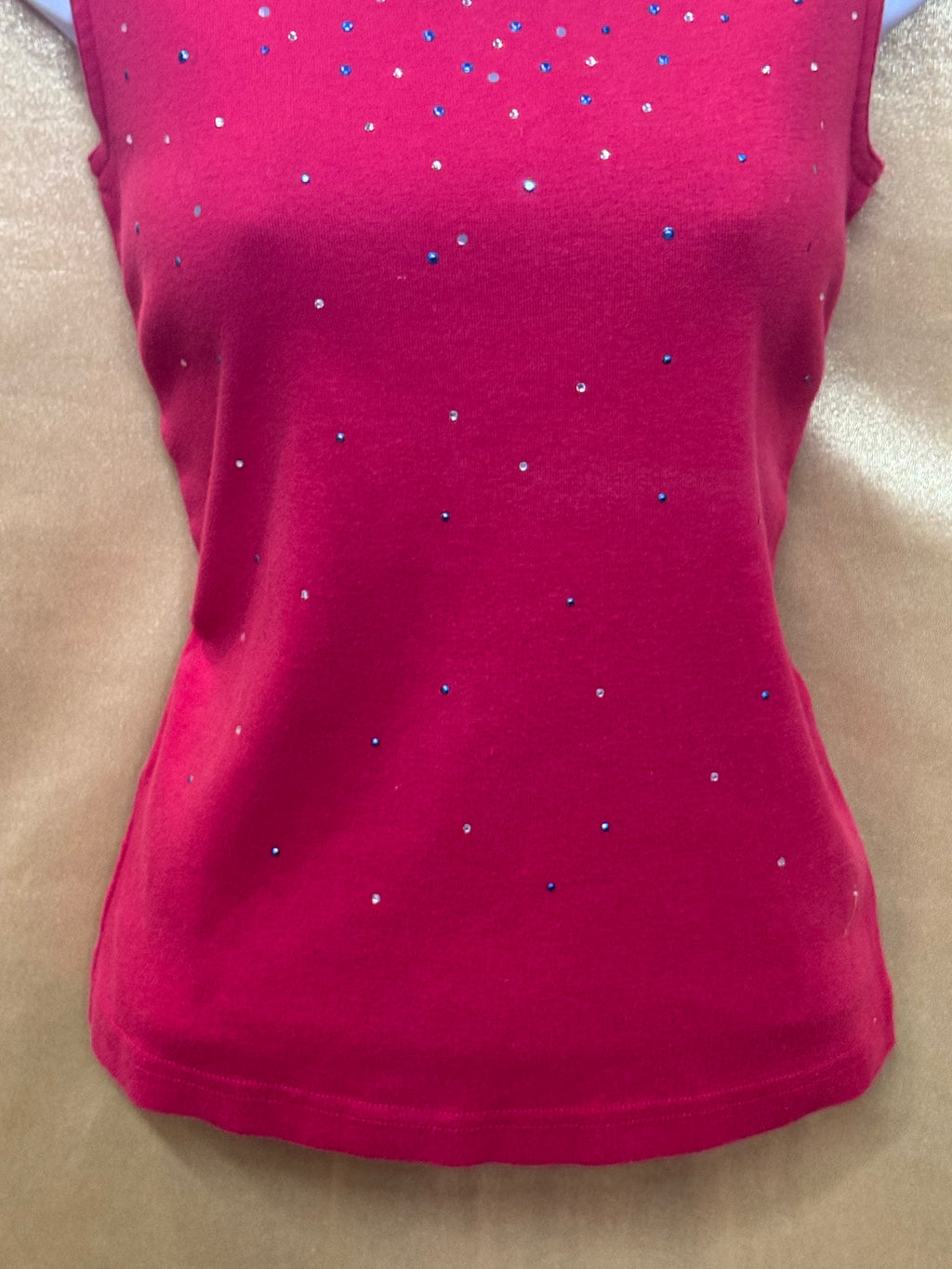 Onque Casuals Red Rhinestone Embellished Sleeveless Tank Top | Size S