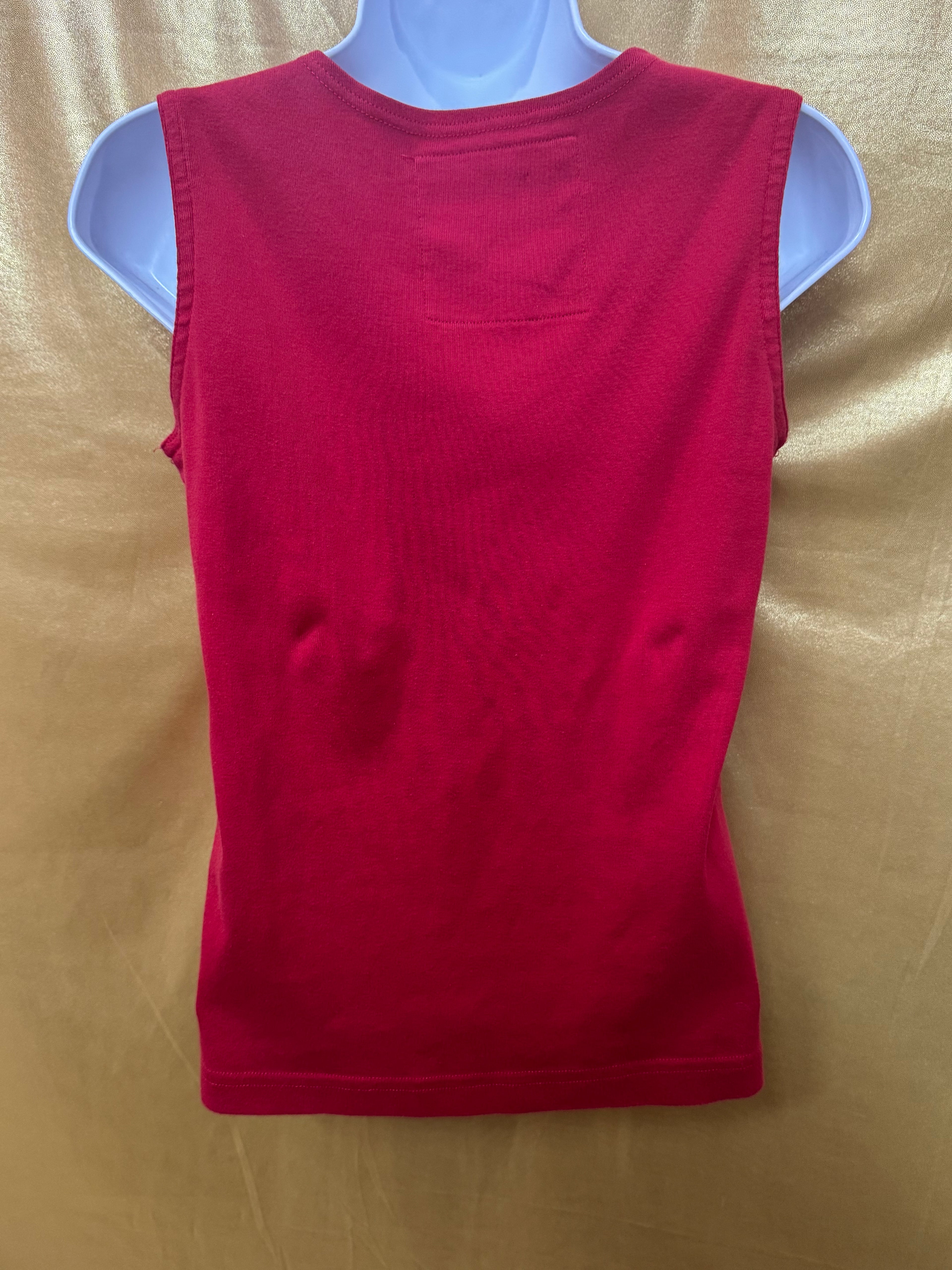 Onque Casuals Red Rhinestone Embellished Sleeveless Tank Top | Size S