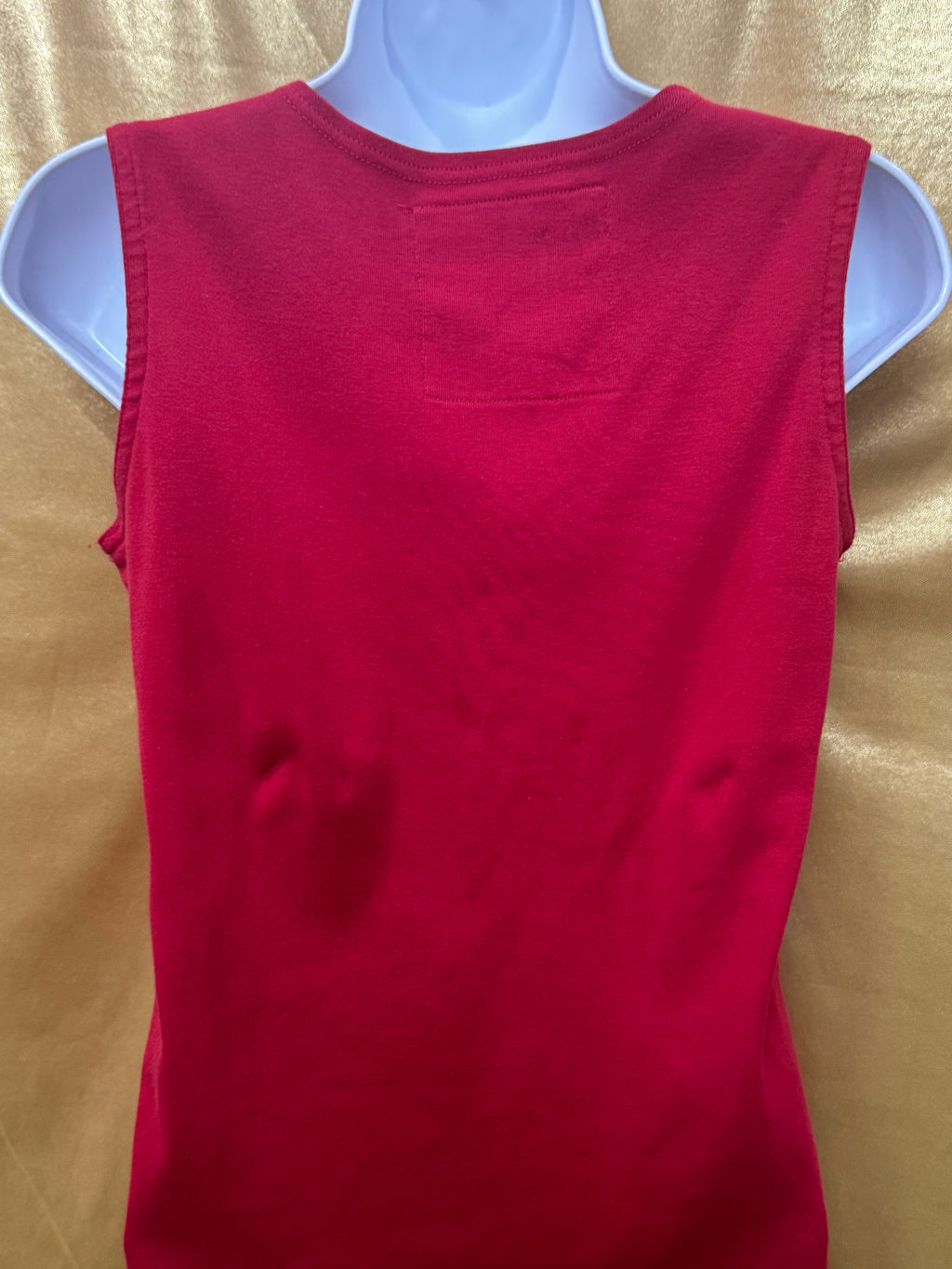 Onque Casuals Red Rhinestone Embellished Sleeveless Tank Top | Size S