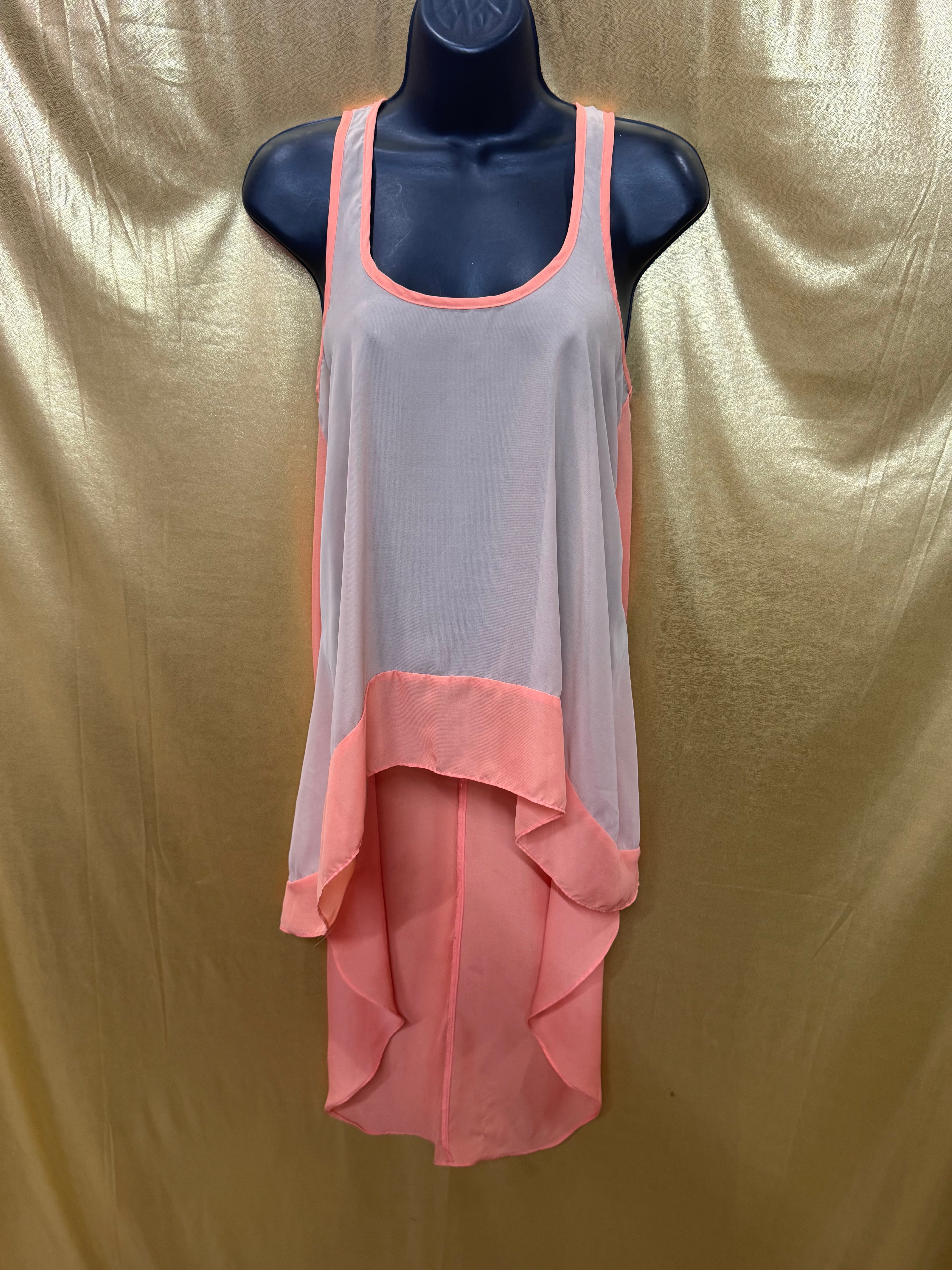 Pretty Rebellious High-Low Tank Top Coral Peach Size Small