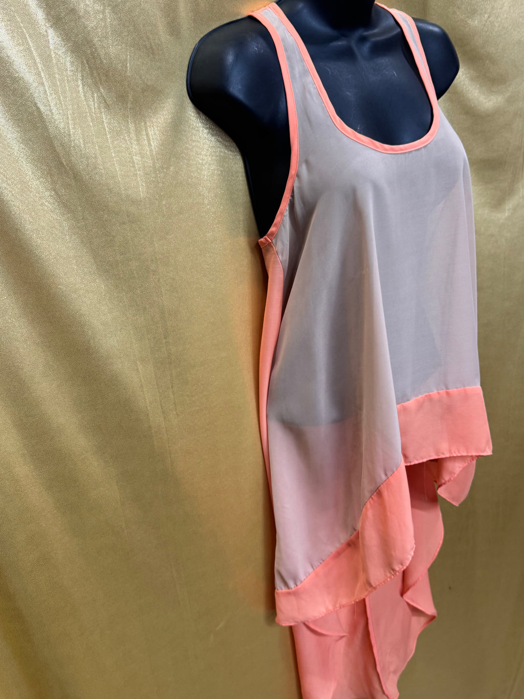 Pretty Rebellious High-Low Tank Top Coral Peach Size Small