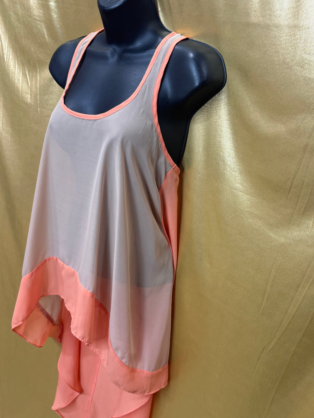 Pretty Rebellious High-Low Tank Top Coral Peach Size Small