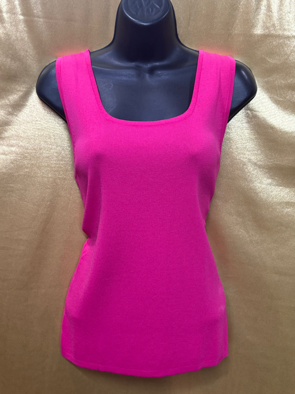 Choices Magenta Pink Square Neck Ribbed Tank Top Knit Shell - Size Small