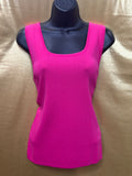Choices Magenta Pink Square Neck Ribbed Tank Top Knit Shell - Size Small