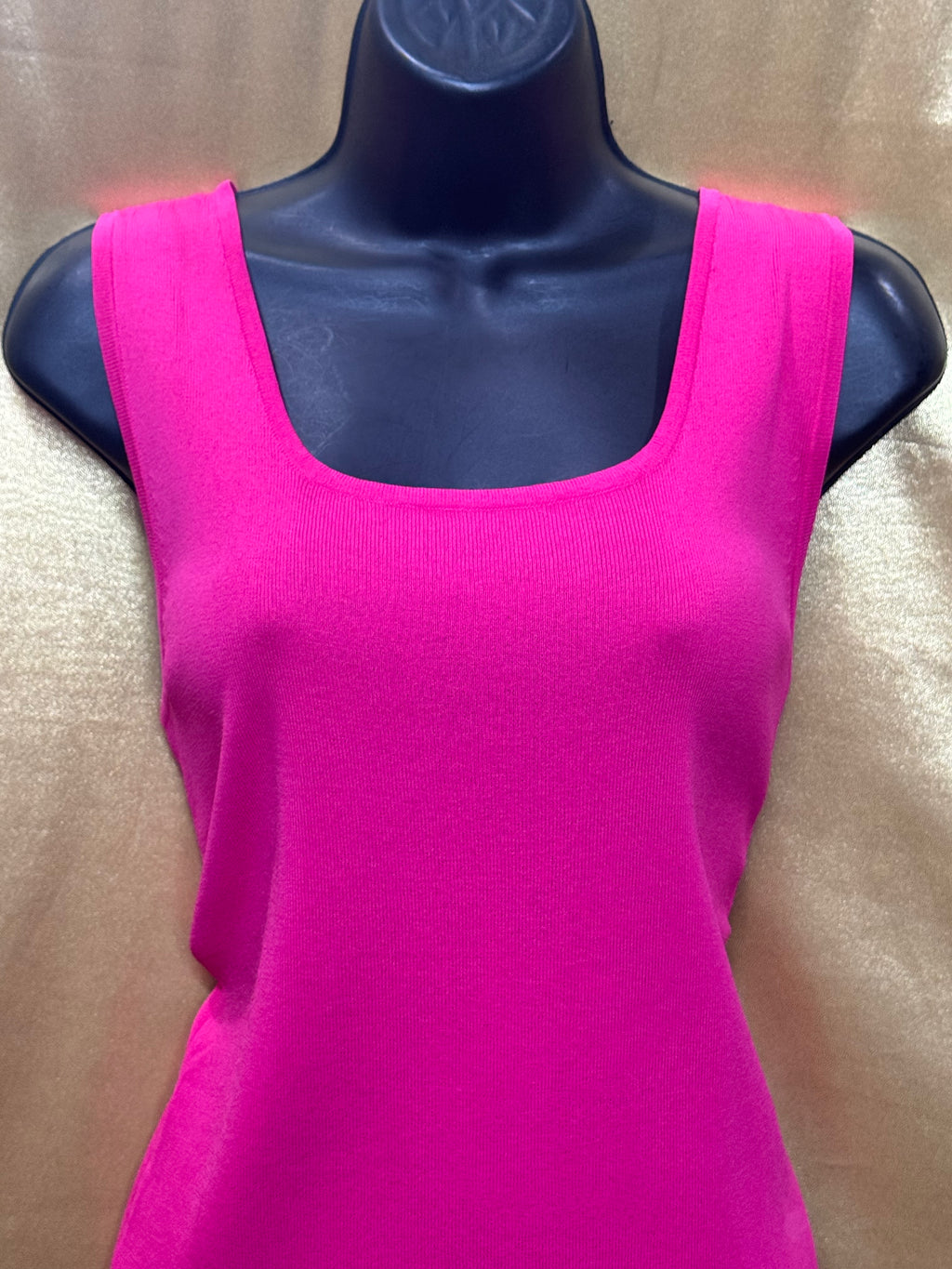 Choices Magenta Pink Square Neck Ribbed Tank Top Knit Shell - Size Small