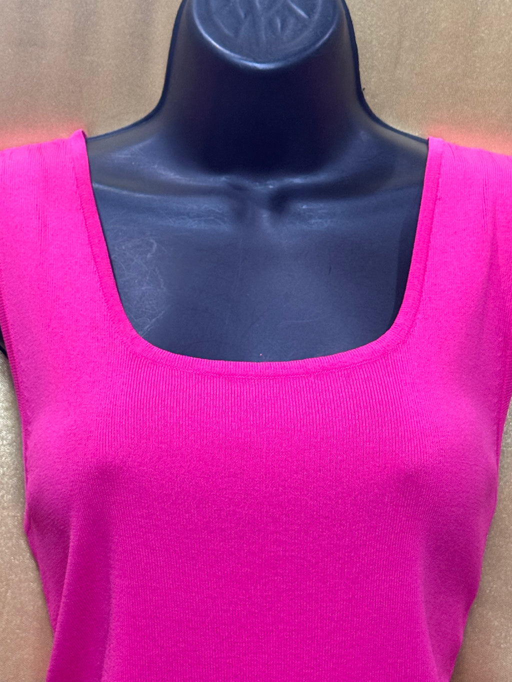 Choices Magenta Pink Square Neck Ribbed Tank Top Knit Shell - Size Small
