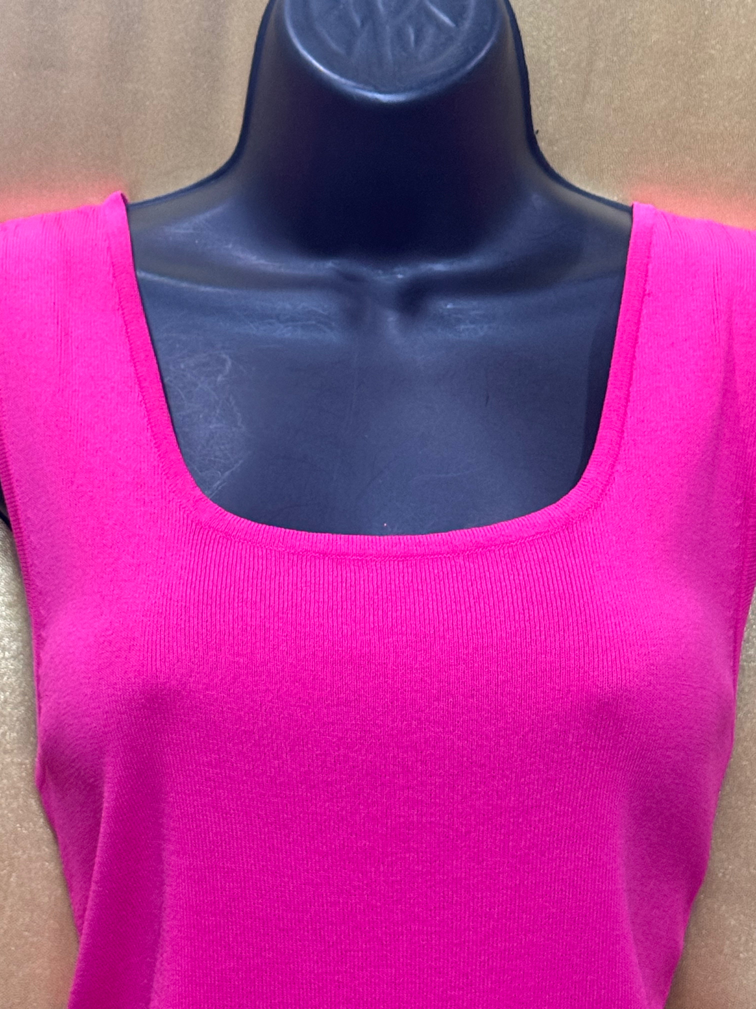 Choices Magenta Pink Square Neck Ribbed Tank Top Knit Shell - Size Small