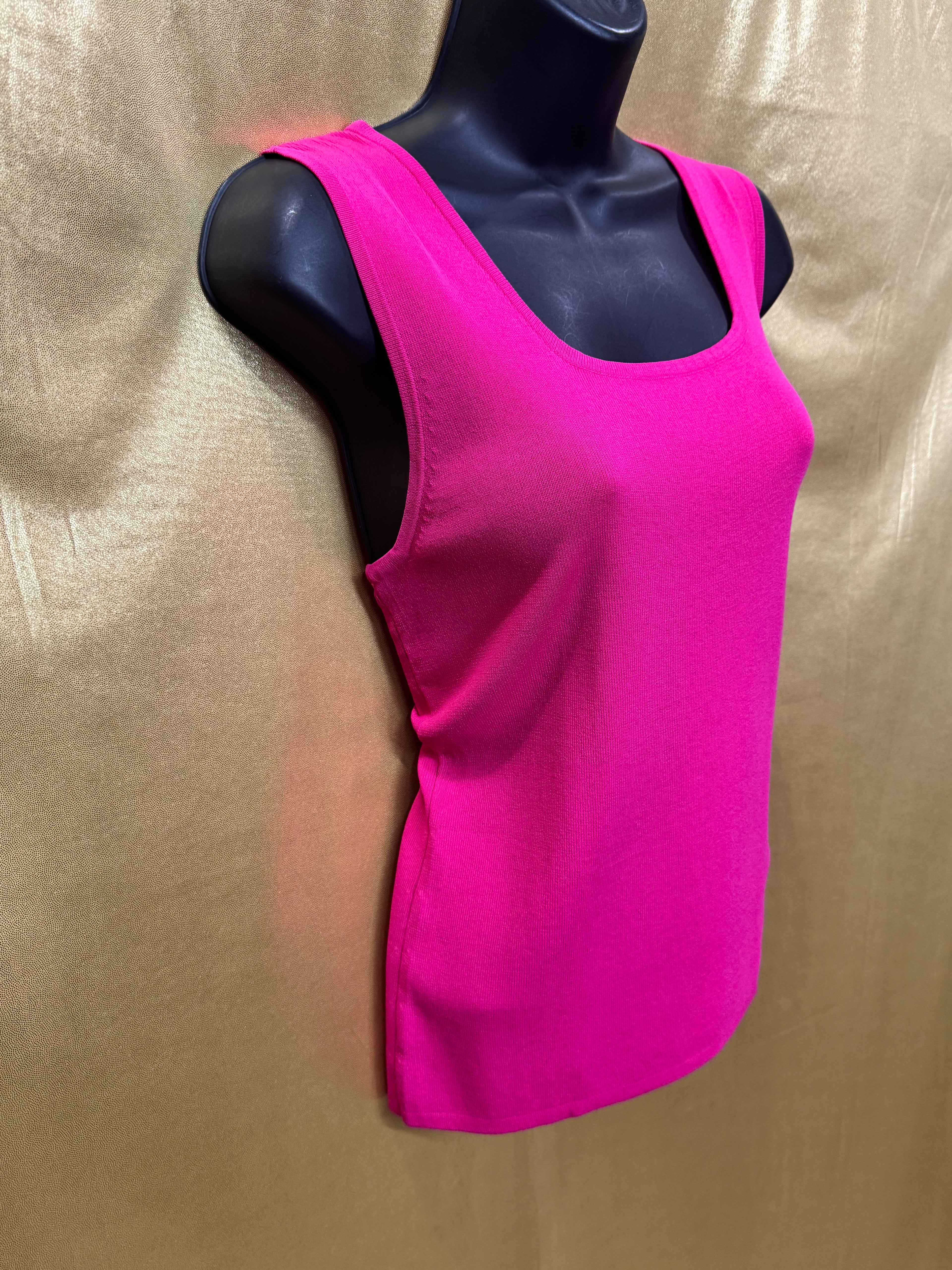 Choices Magenta Pink Square Neck Ribbed Tank Top Knit Shell - Size Small
