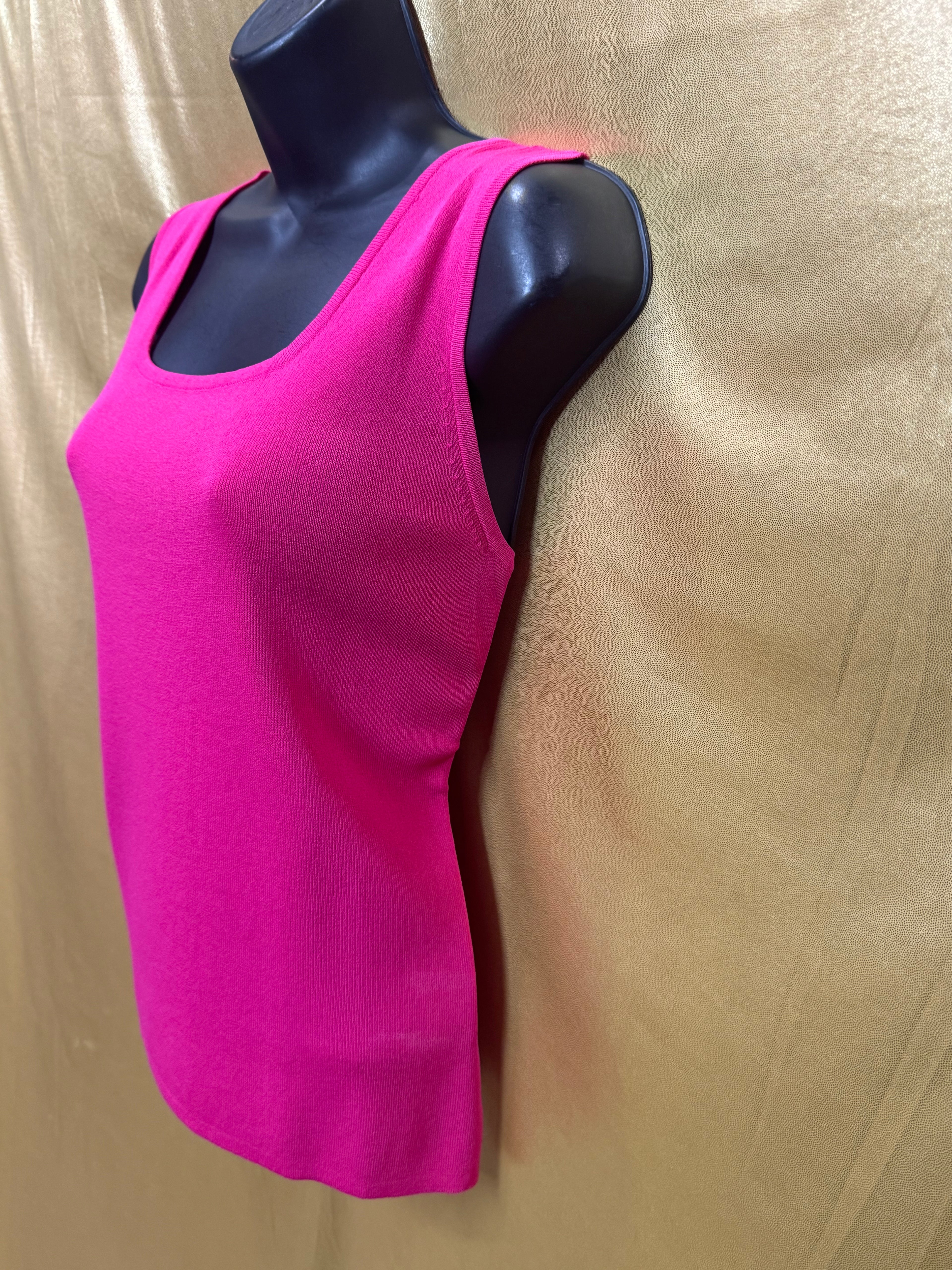 Choices Magenta Pink Square Neck Ribbed Tank Top Knit Shell - Size Small