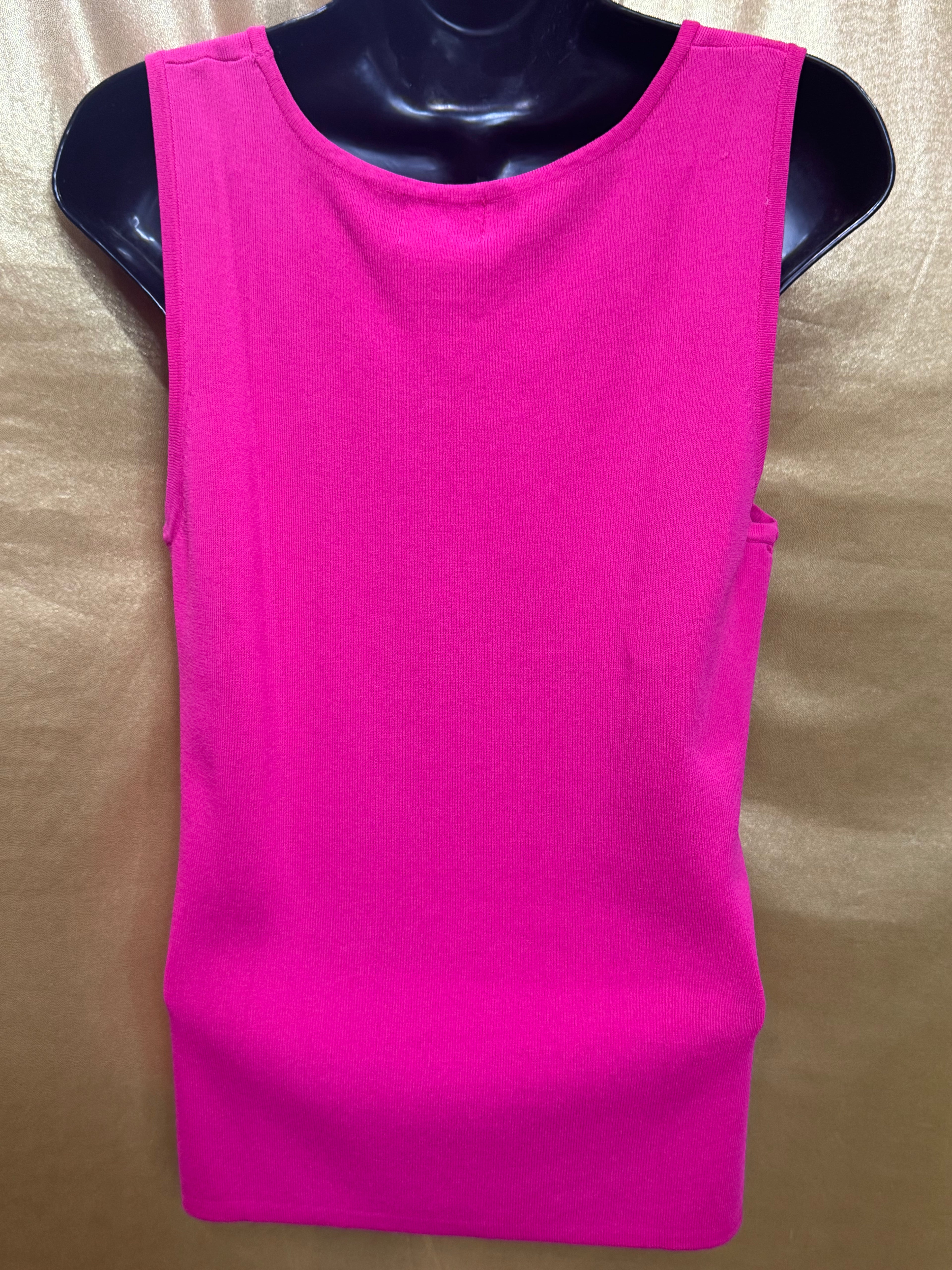 Choices Magenta Pink Square Neck Ribbed Tank Top Knit Shell - Size Small