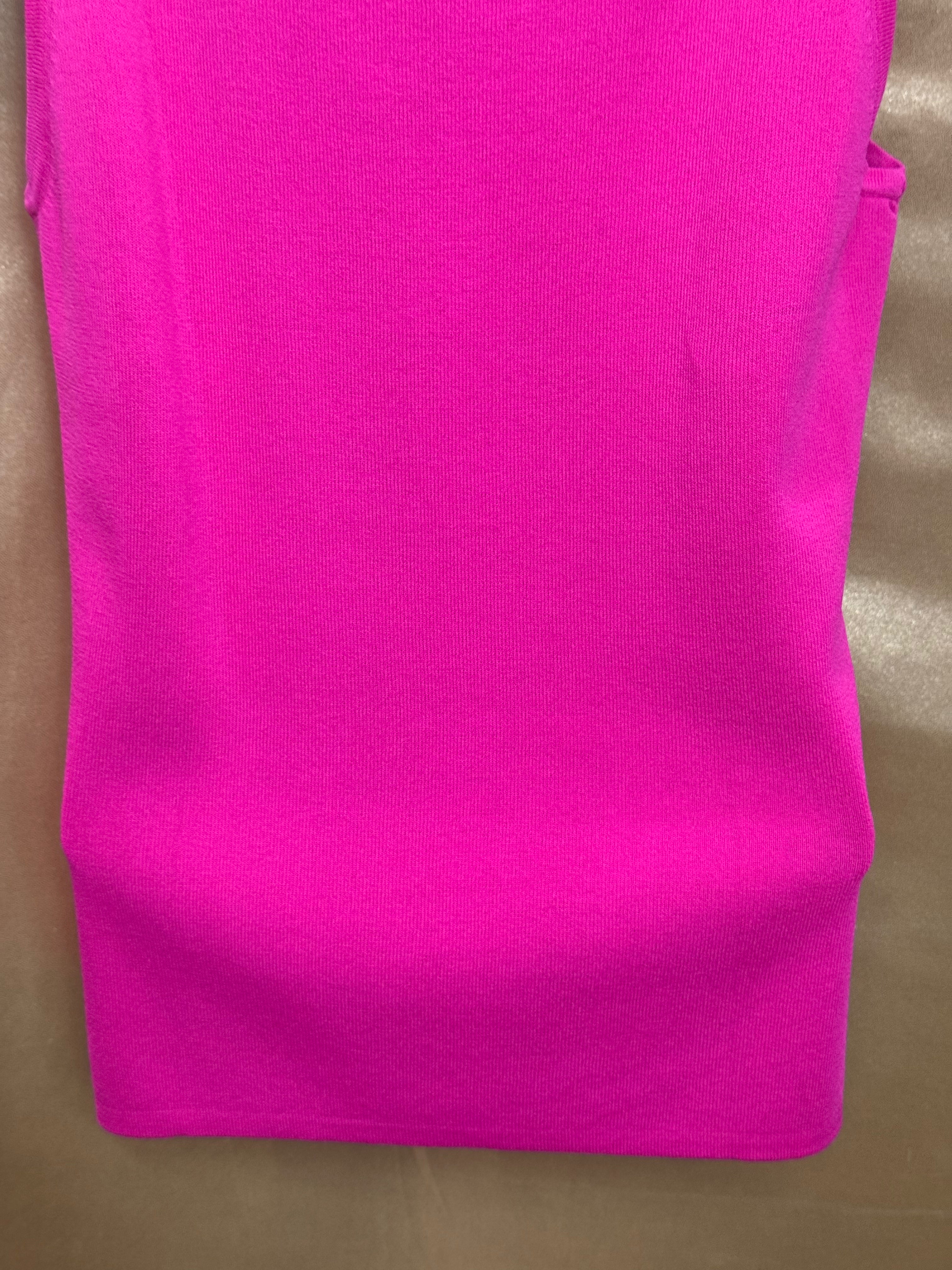 Choices Magenta Pink Square Neck Ribbed Tank Top Knit Shell - Size Small