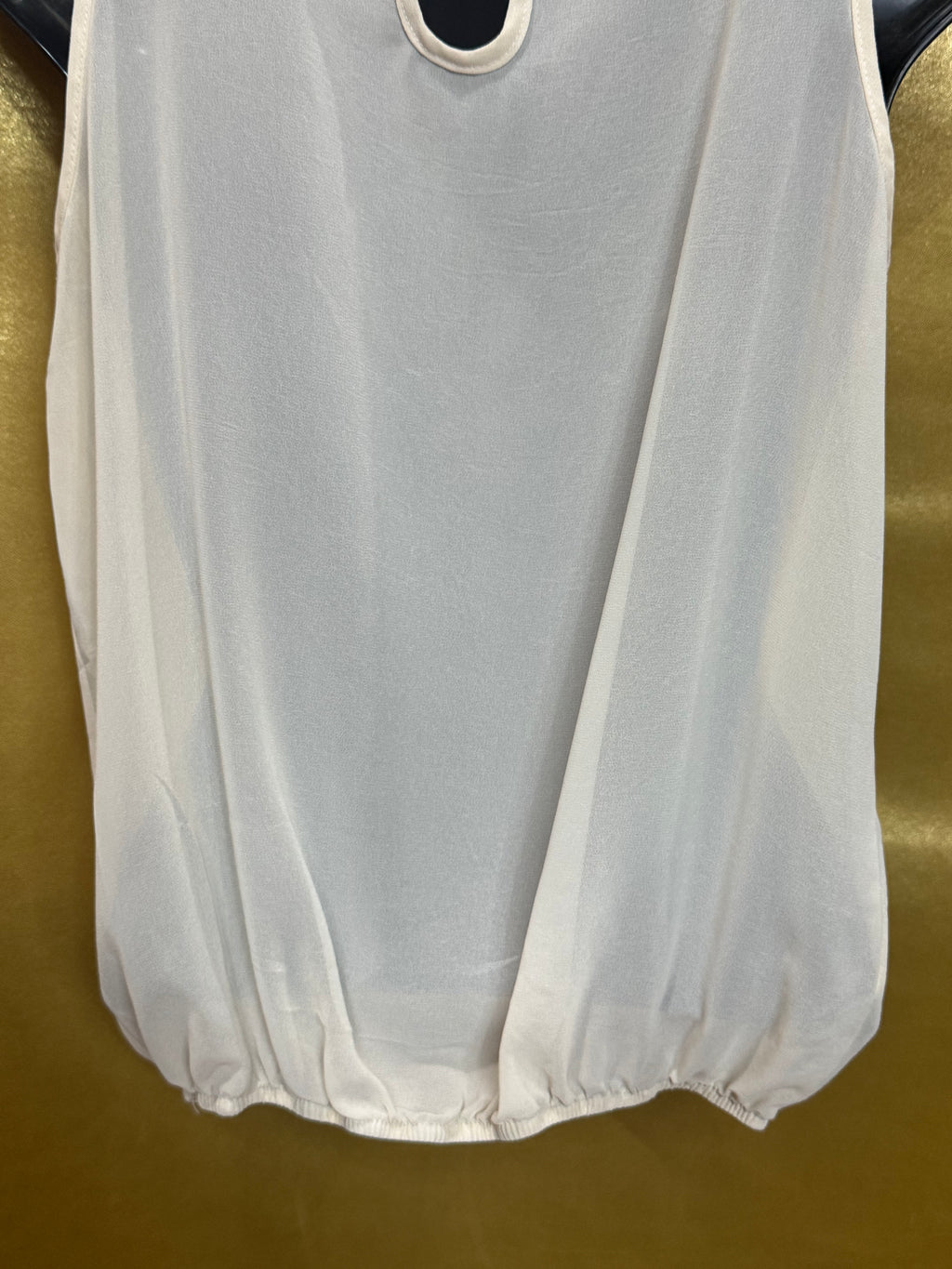 6 Degrees Cream Chiffon Ruffle Bow Bubble Hem Blouse, Size S