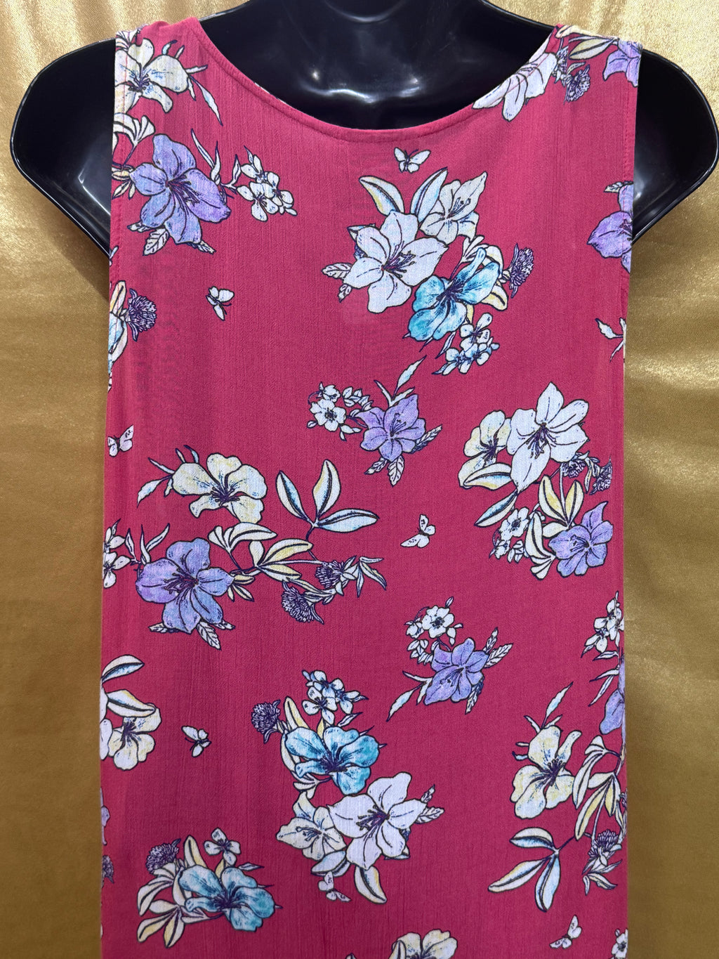 a.n.a A New Approach Floral V-Neck Tank Top Ruffle Hem Pink Size Small