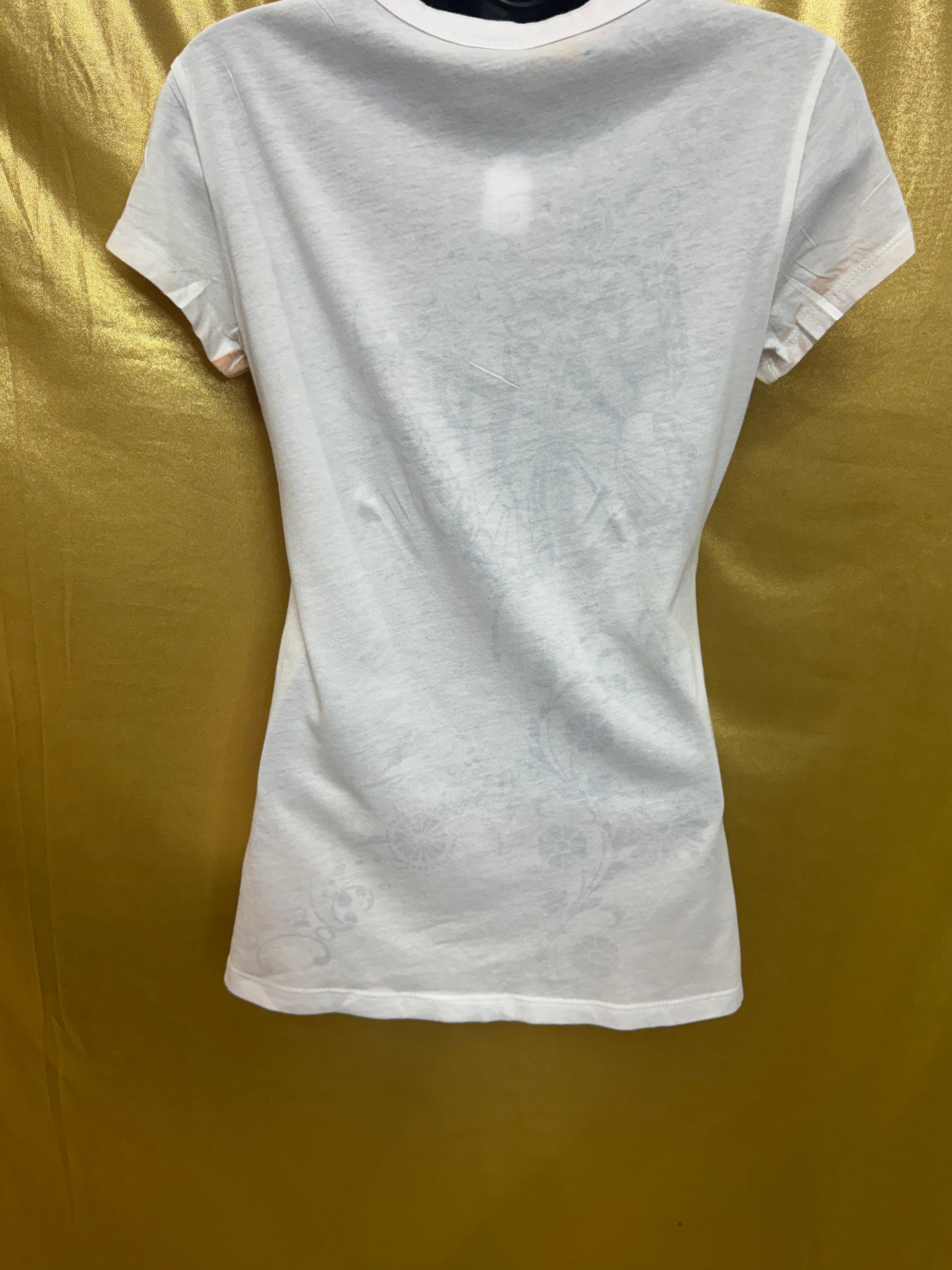 BCG Y2K Butterfly Graphic Tee • Pastel Watercolor Floral Top S