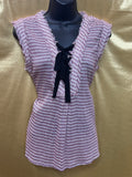 William Rast Aurora Striped Lace-Up Sleeveless Top Cotton Pink White Small