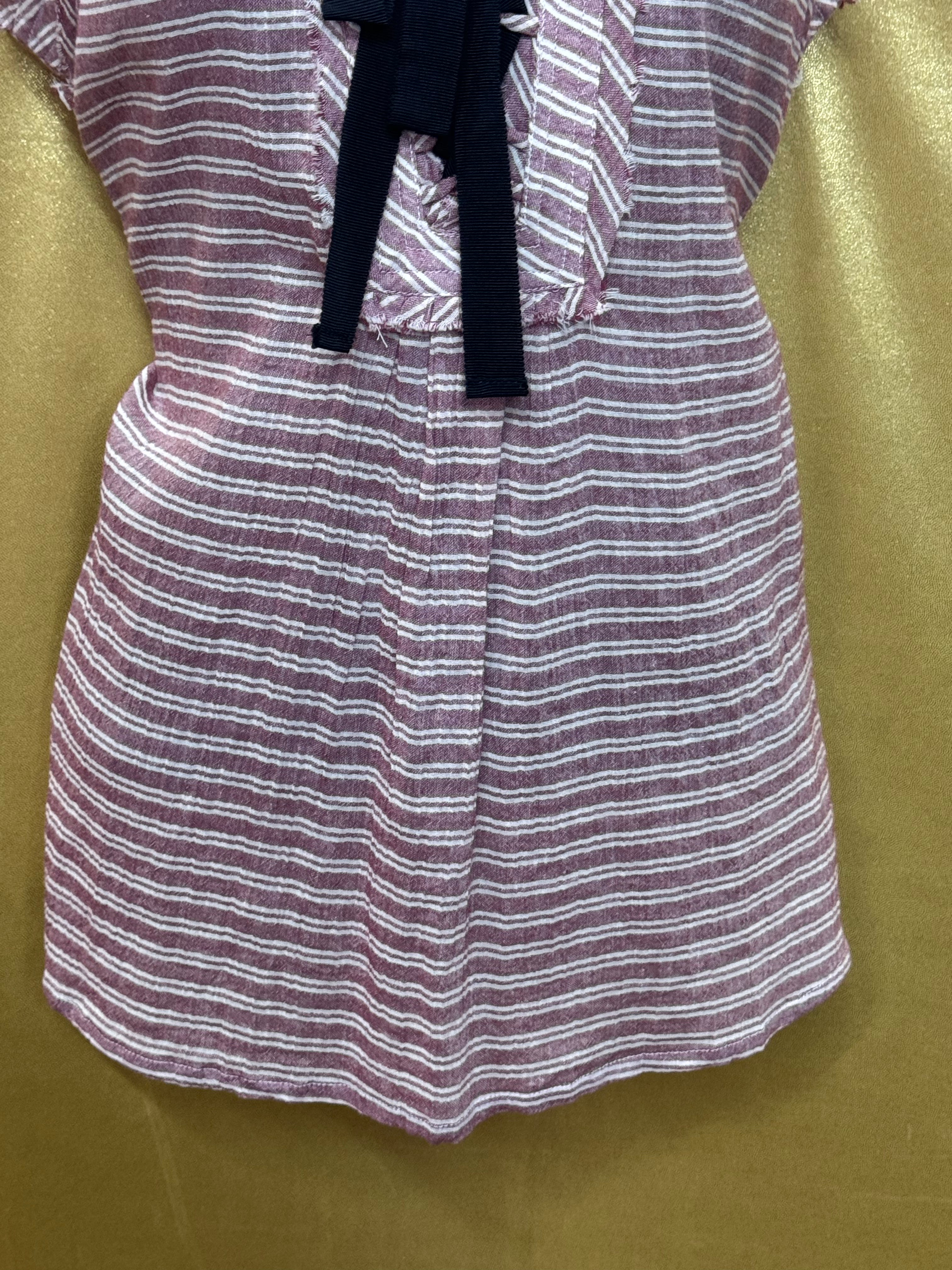 William Rast Aurora Striped Lace-Up Sleeveless Top Cotton Pink White Small