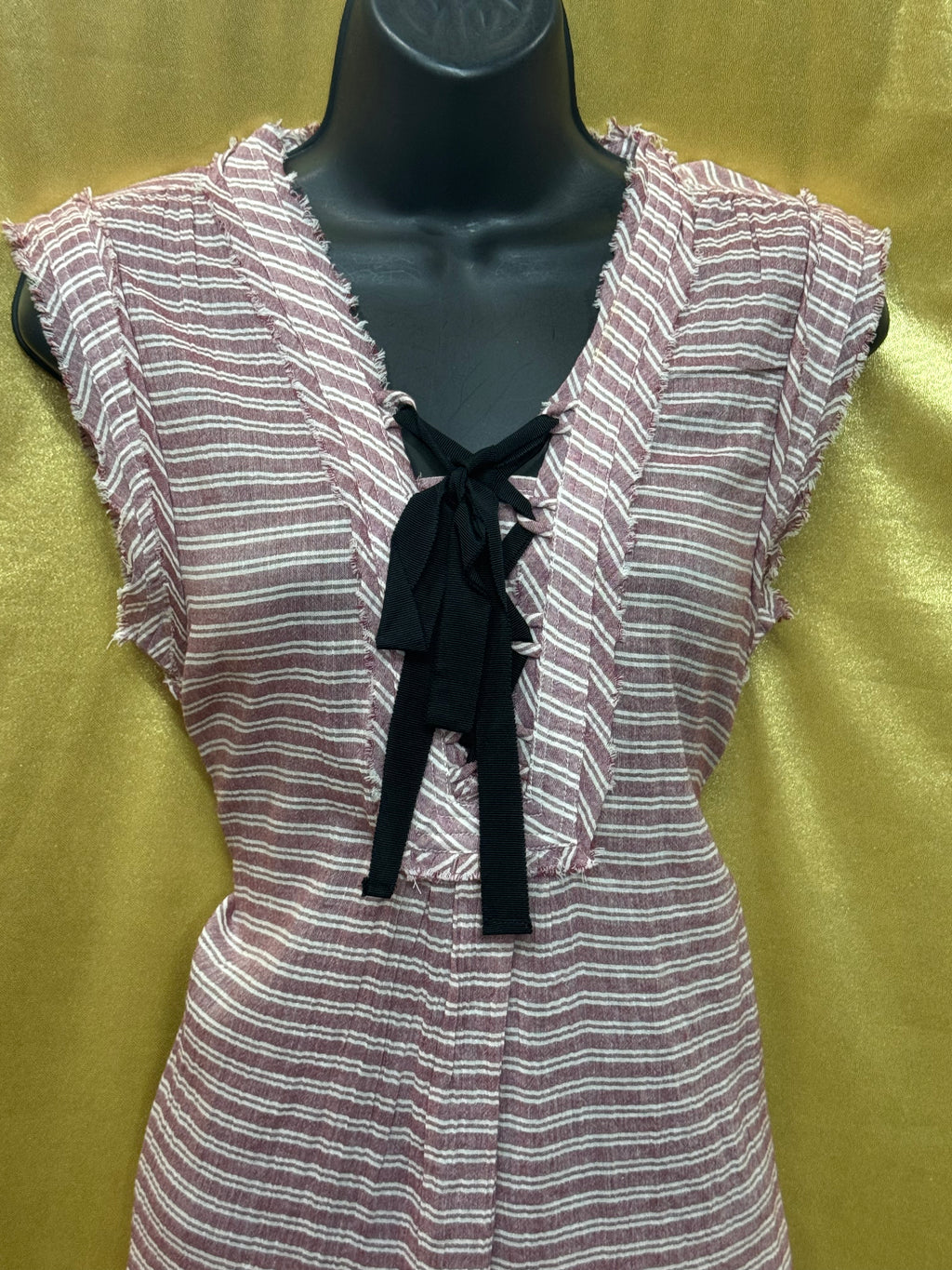 William Rast Aurora Striped Lace-Up Sleeveless Top Cotton Pink White Small