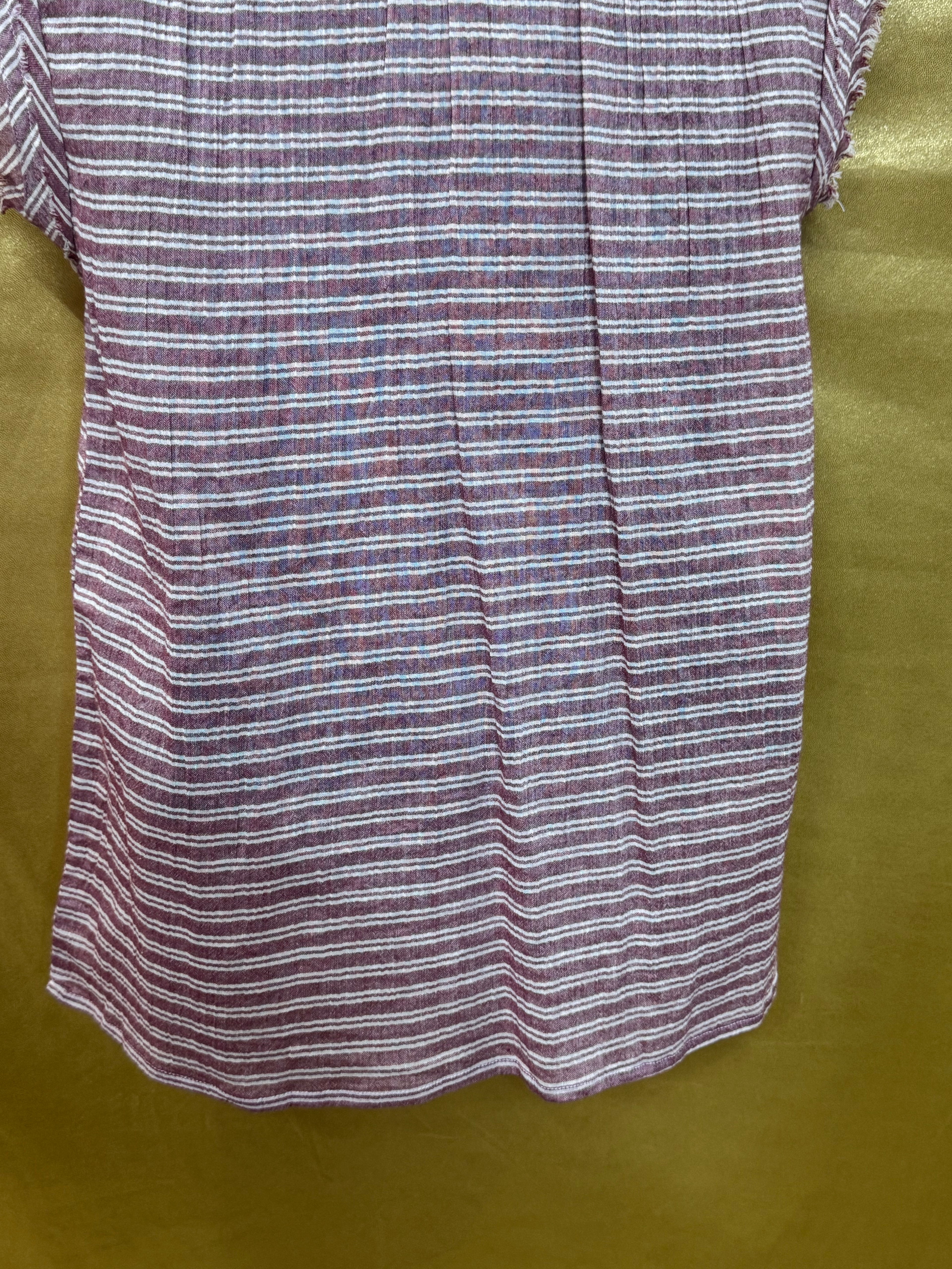 William Rast Aurora Striped Lace-Up Sleeveless Top Cotton Pink White Small