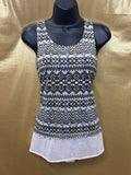 Princess Vera Wang Geometric Print Mixed Media High-Low Tank Top - Size S