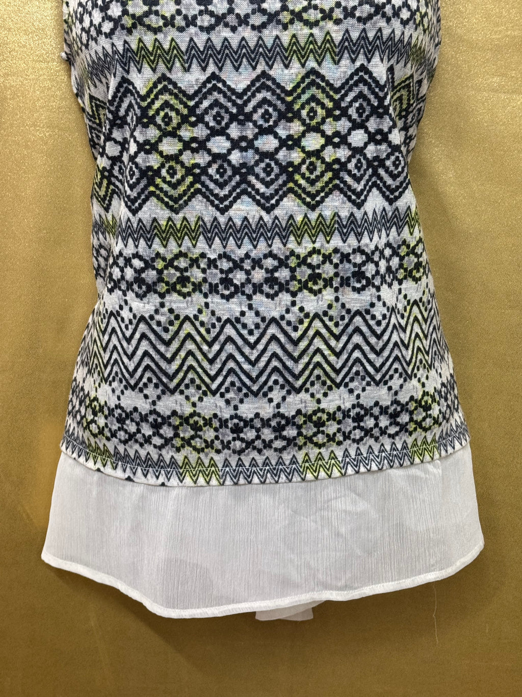 Princess Vera Wang Geometric Print Mixed Media High-Low Tank Top - Size S