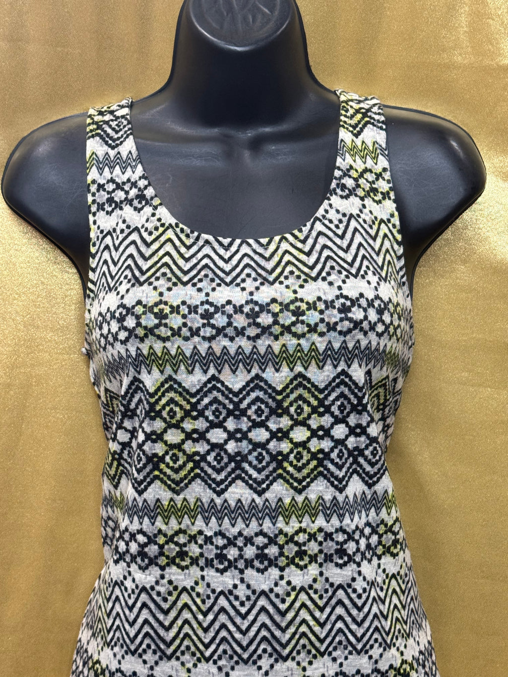 Princess Vera Wang Geometric Print Mixed Media High-Low Tank Top - Size S