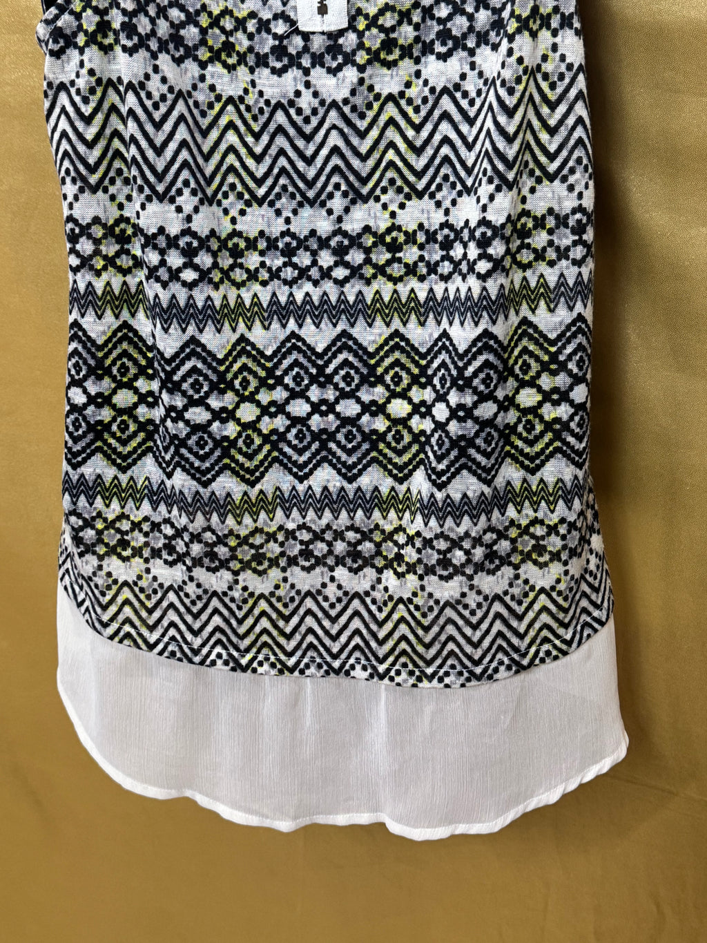Princess Vera Wang Geometric Print Mixed Media High-Low Tank Top - Size S